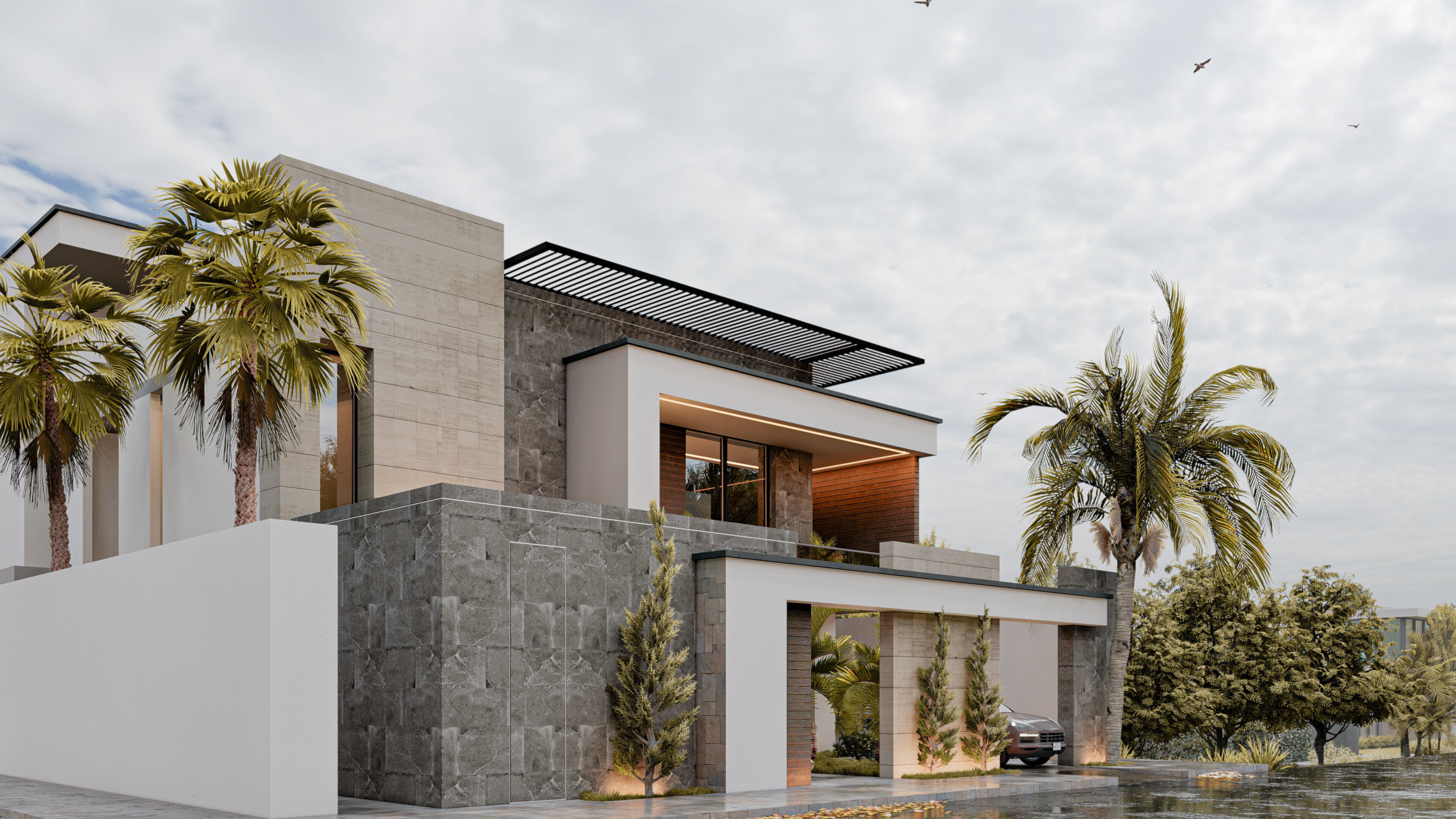 Modern Villa Design in KSA 3D model_8
