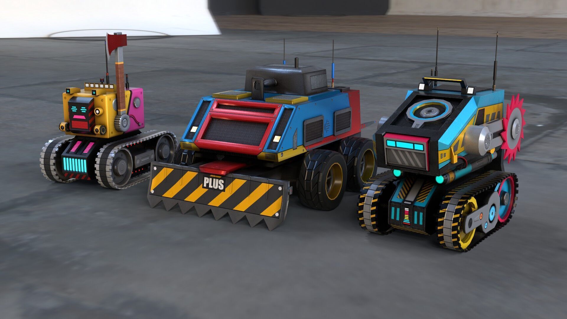 Battle Bots Pack - Ultimate armored battle bots Low-poly 3D model_2