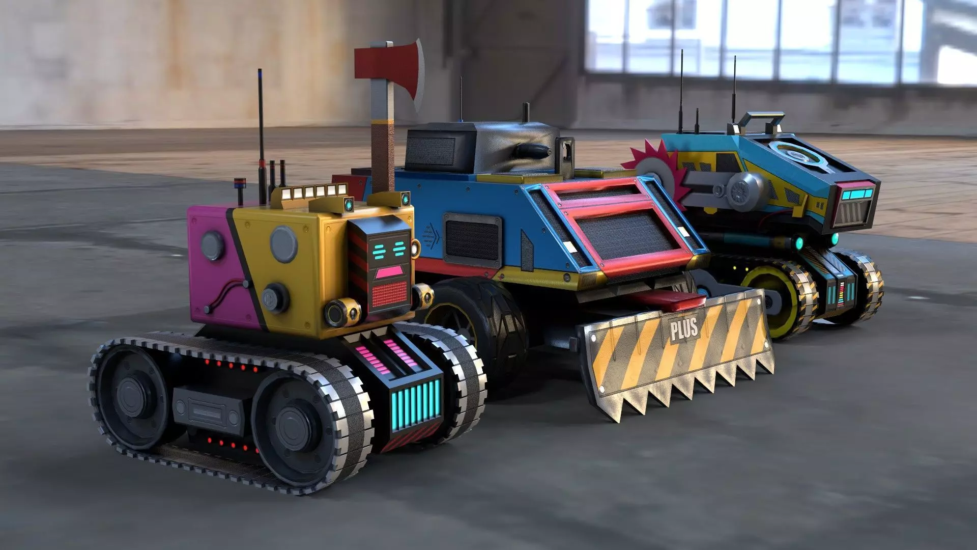 Battle Bots Pack - Ultimate armored battle bots Low-poly 3D model_0