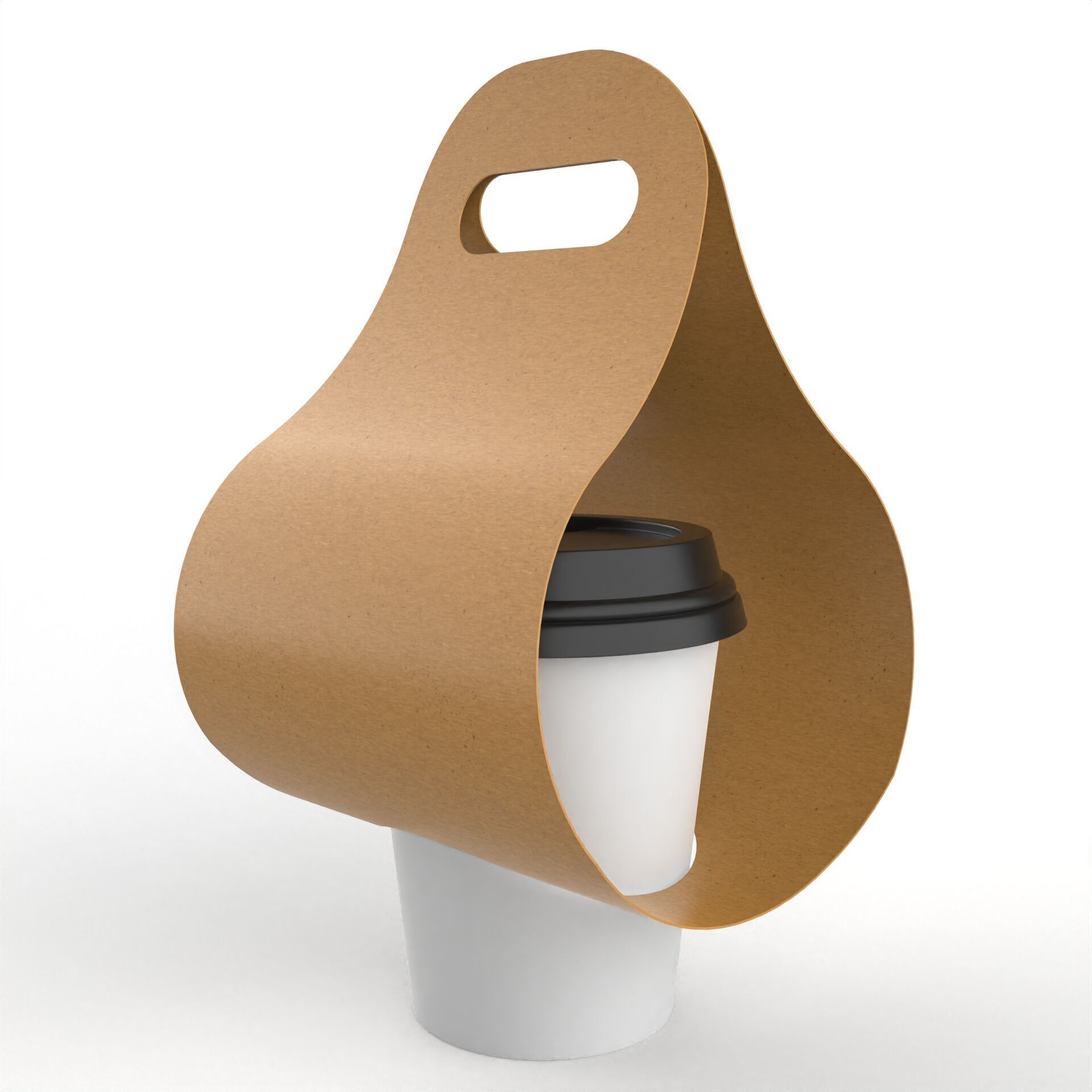 One Coffee Cup with Kraft Paper Holder Texture_2