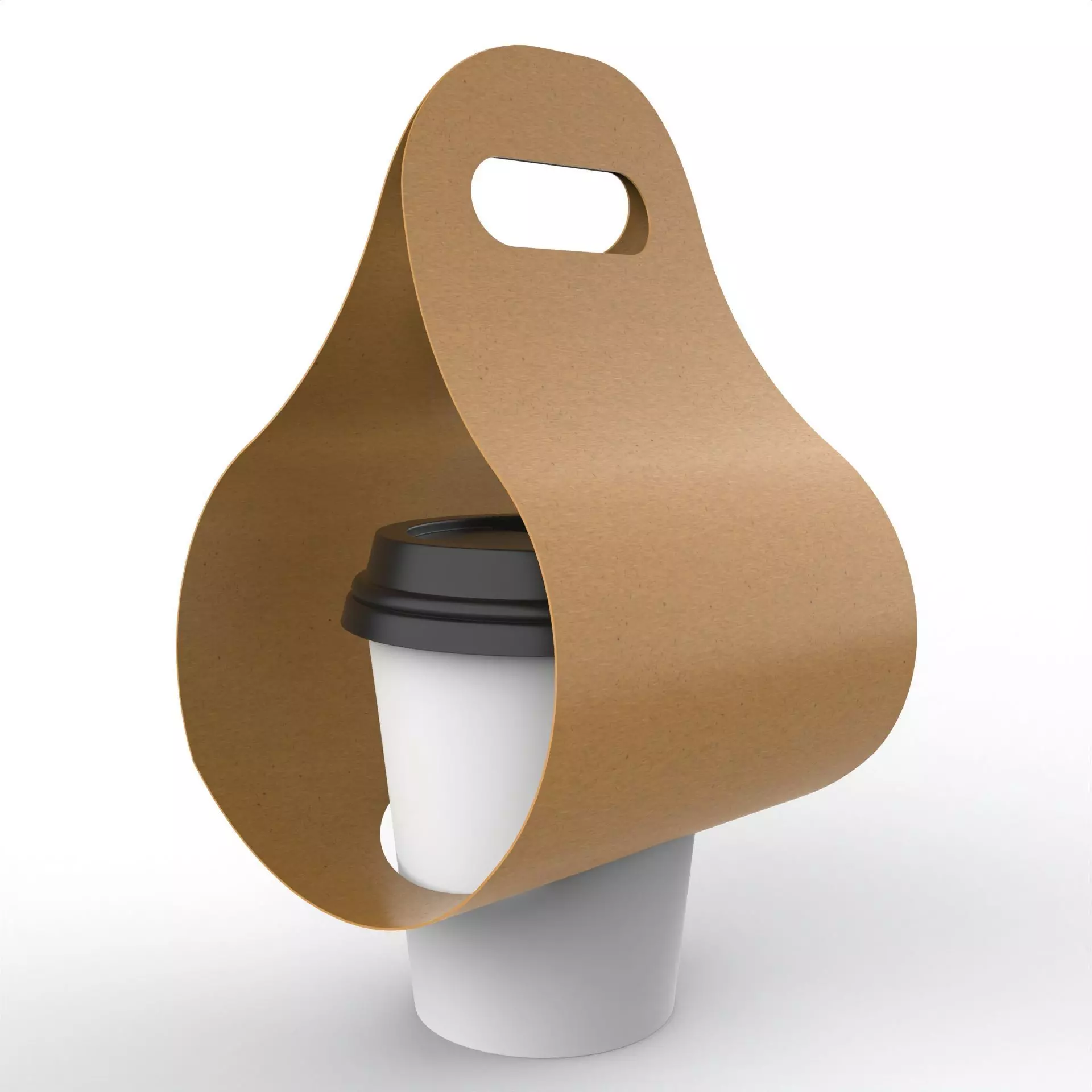 One Coffee Cup with Kraft Paper Holder Texture_0