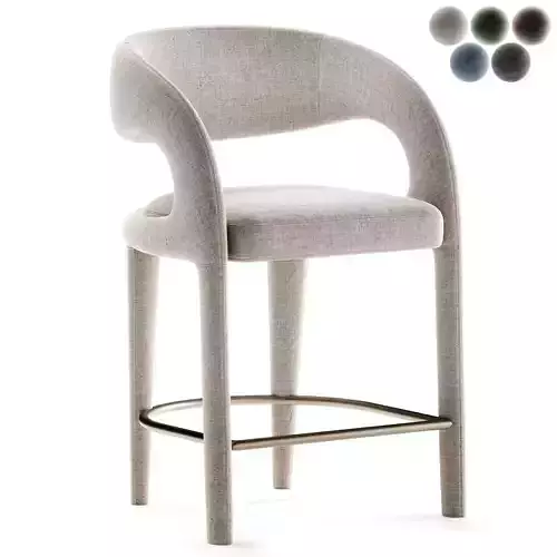 Alexander Mid Century Modern Light Grey  Iron e  Stool