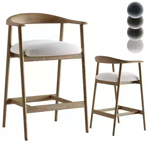 Sunpan Jeremy Mid Century Dove Cream   Oak Wood Counter Stool