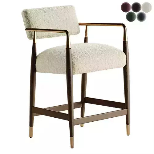 Wally Mid Century Modern Performance Brown Wood Counter Stool