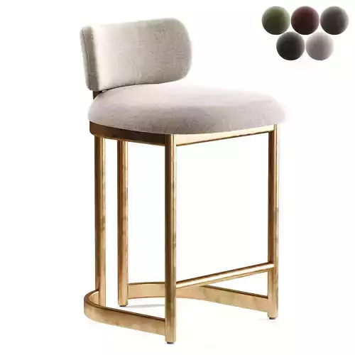 Freya Modern   Upholstered Antique Brass Counter Stool