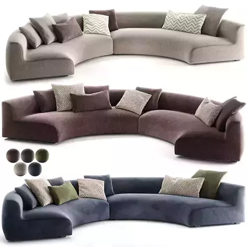 Zoe Modern White Performance Birch Wood 2 Piece Curved Sectional