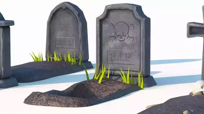 Stylized graves  Low-poly 3D model