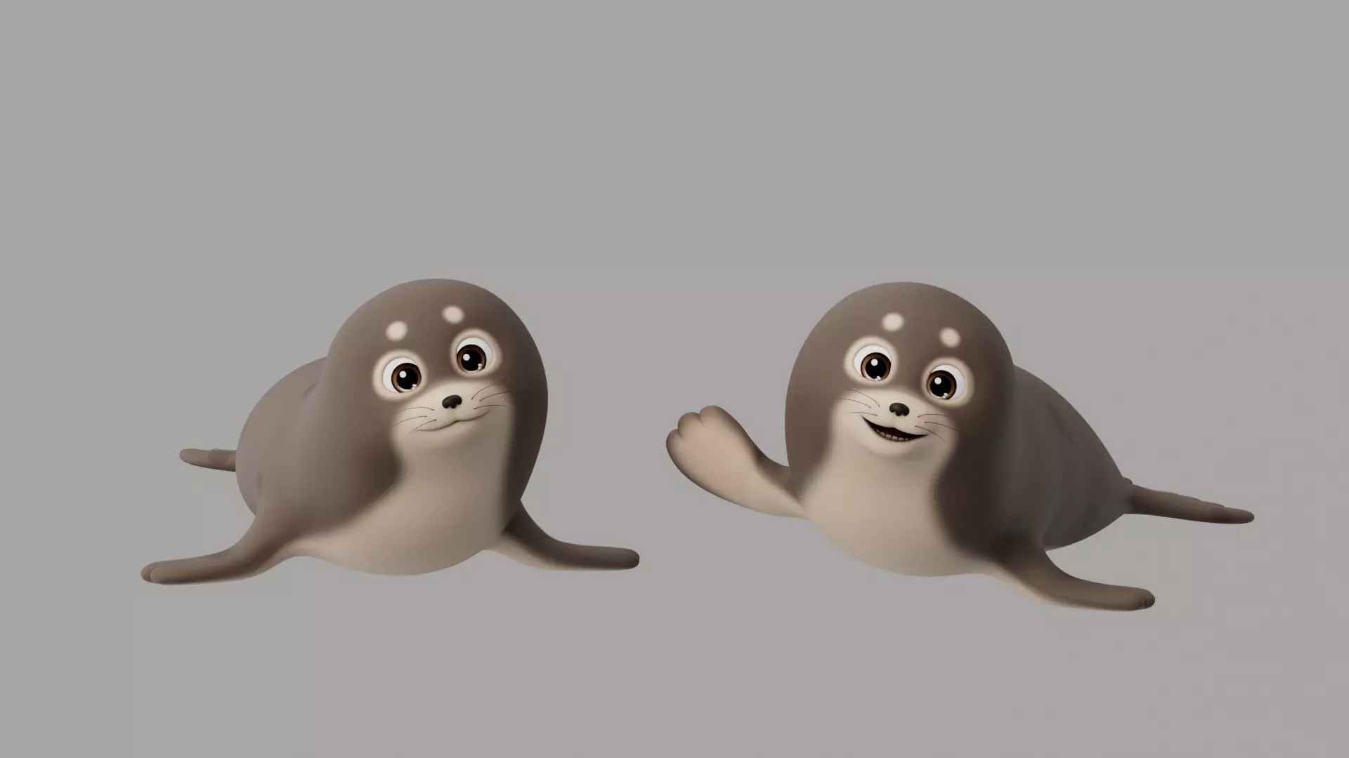 Rigged Cartoon Seal 3D model_0