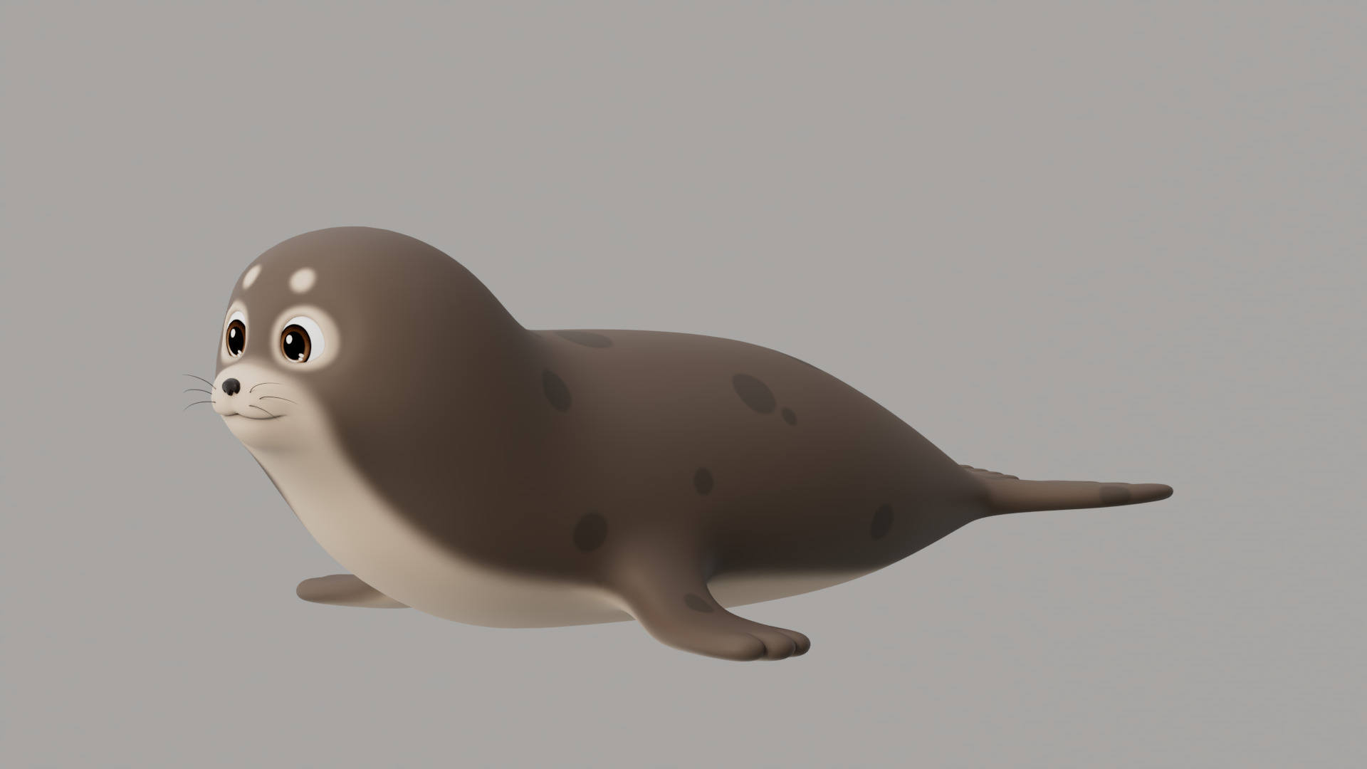 Rigged Cartoon Seal 3D model_2