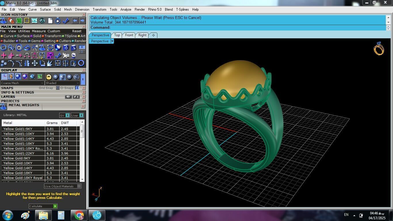Gold ring with opal 3D print model_3