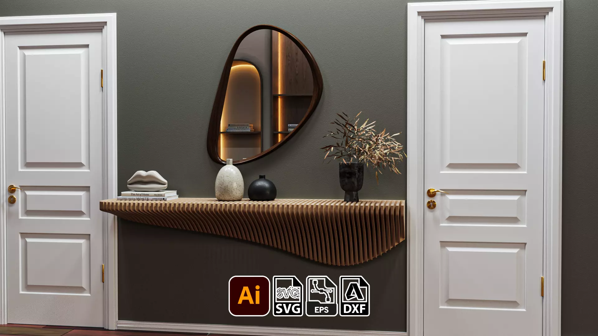 parametric wall art 3d model and DXF cutting file 3D model_0