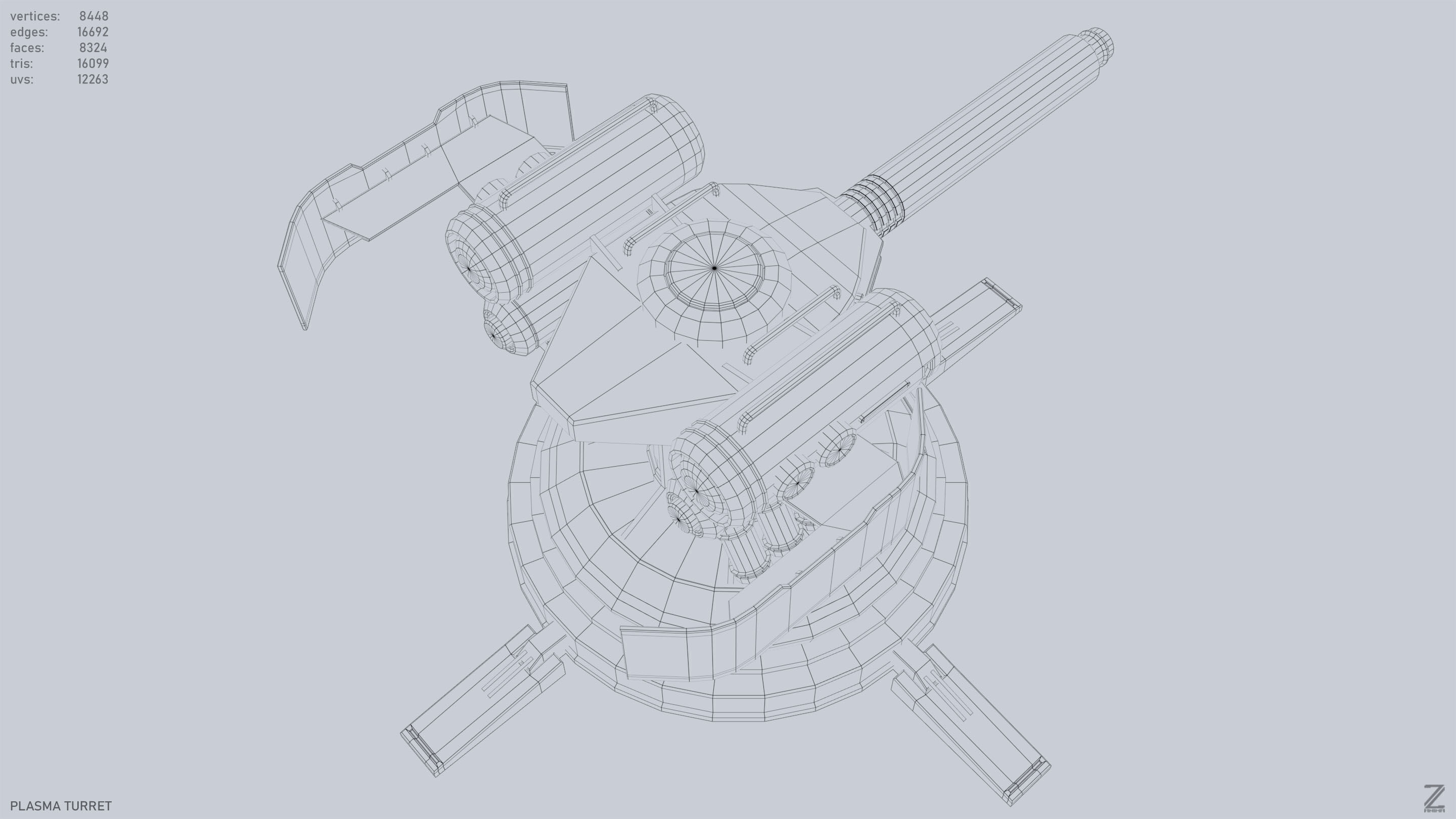 Plasma turret Low-poly 3D model_12