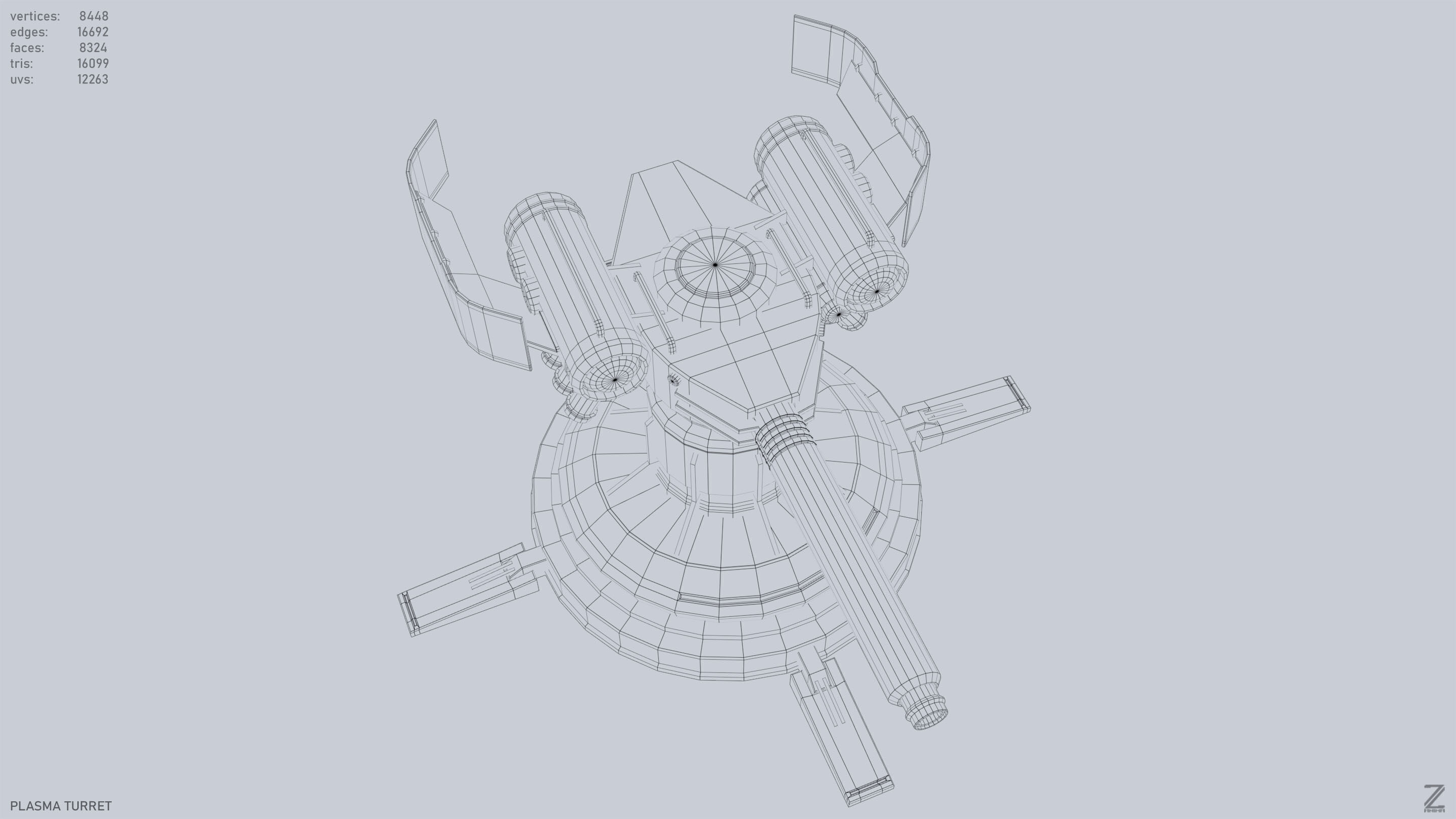Plasma turret Low-poly 3D model_14