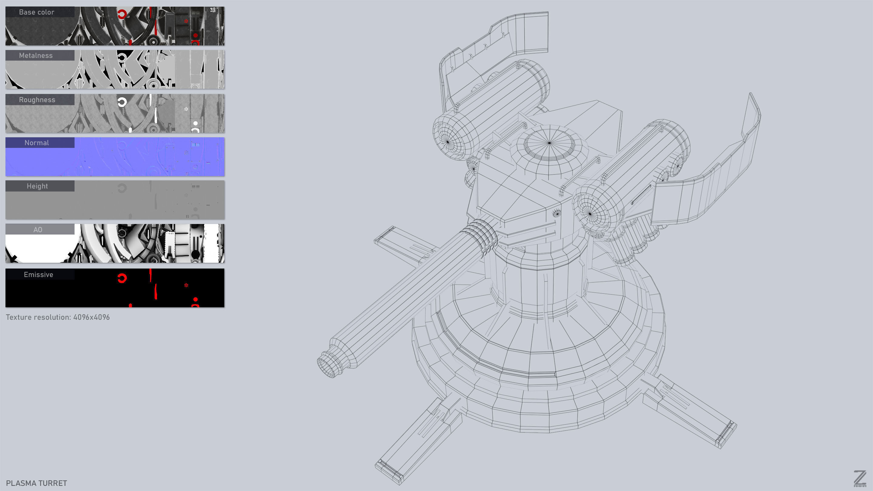 Plasma turret Low-poly 3D model_4