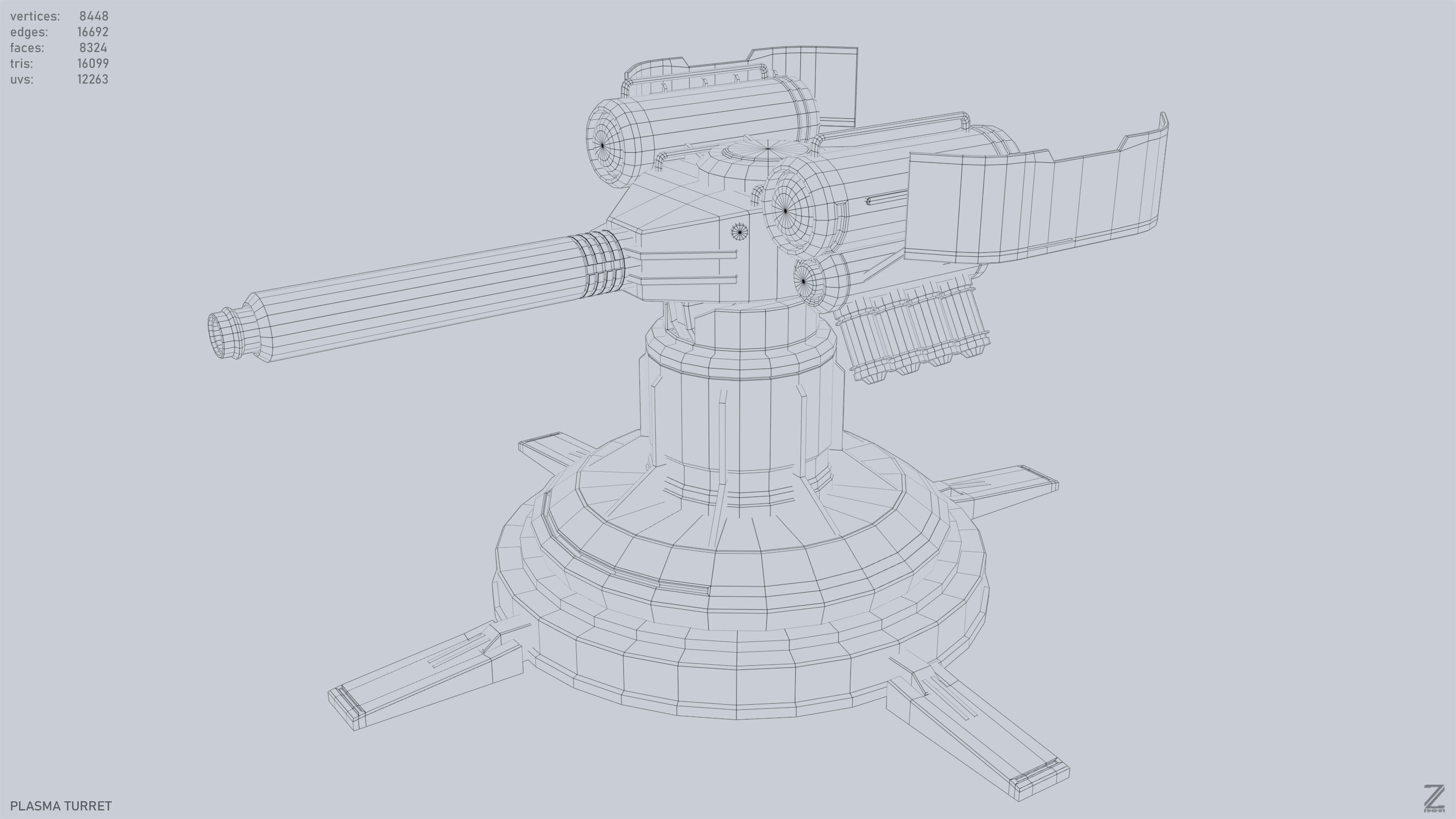 Plasma turret Low-poly 3D model_9
