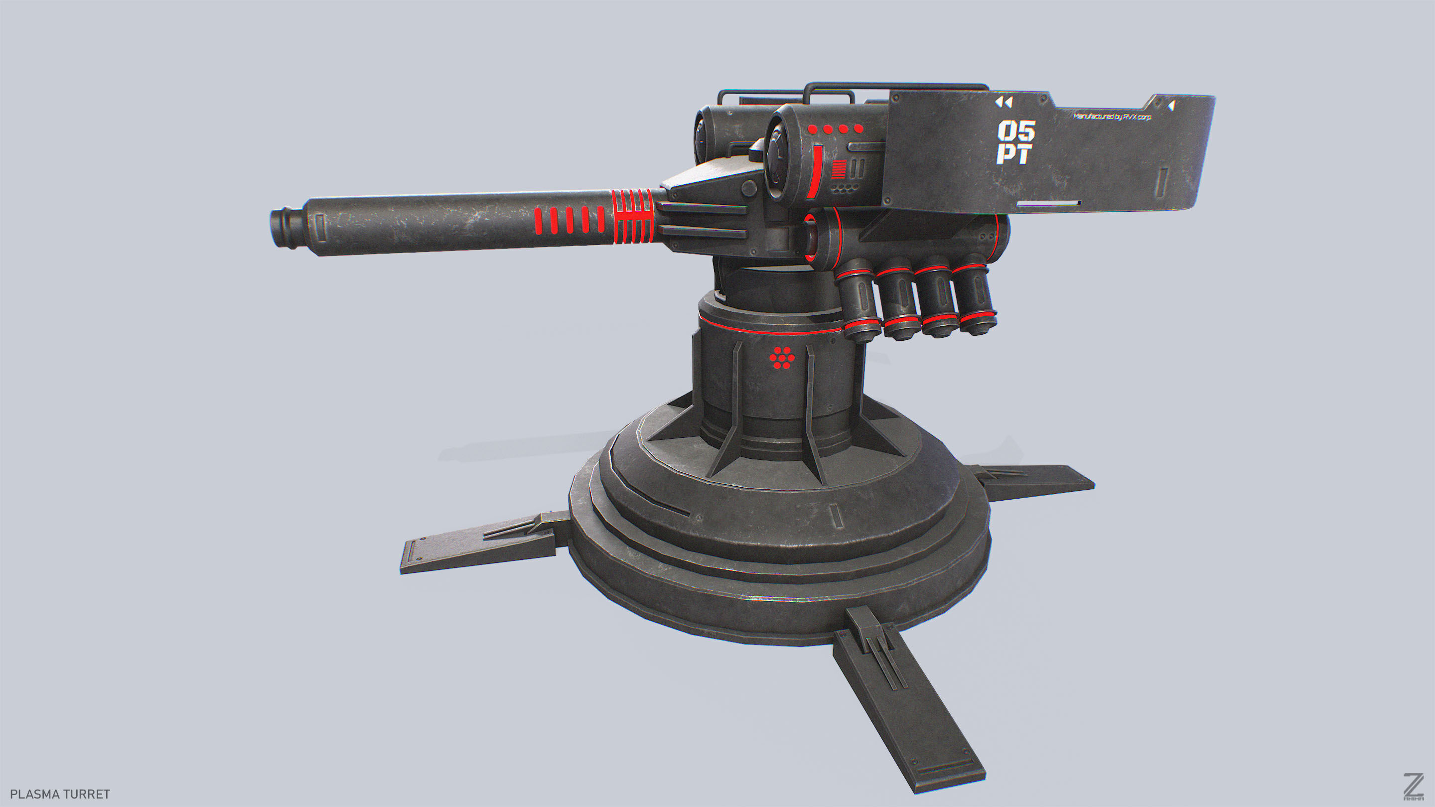 Plasma turret Low-poly 3D model_2