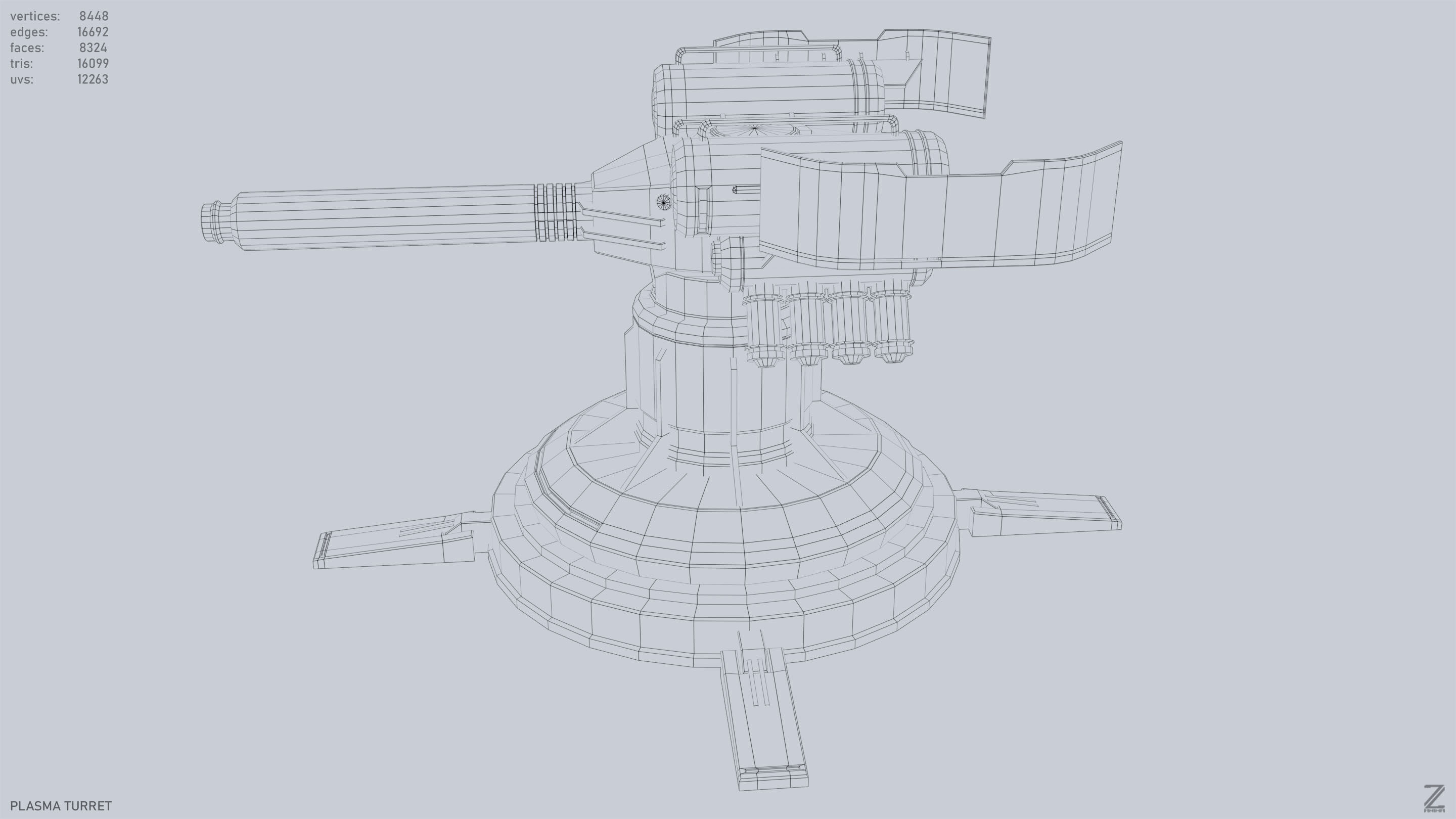 Plasma turret Low-poly 3D model_10