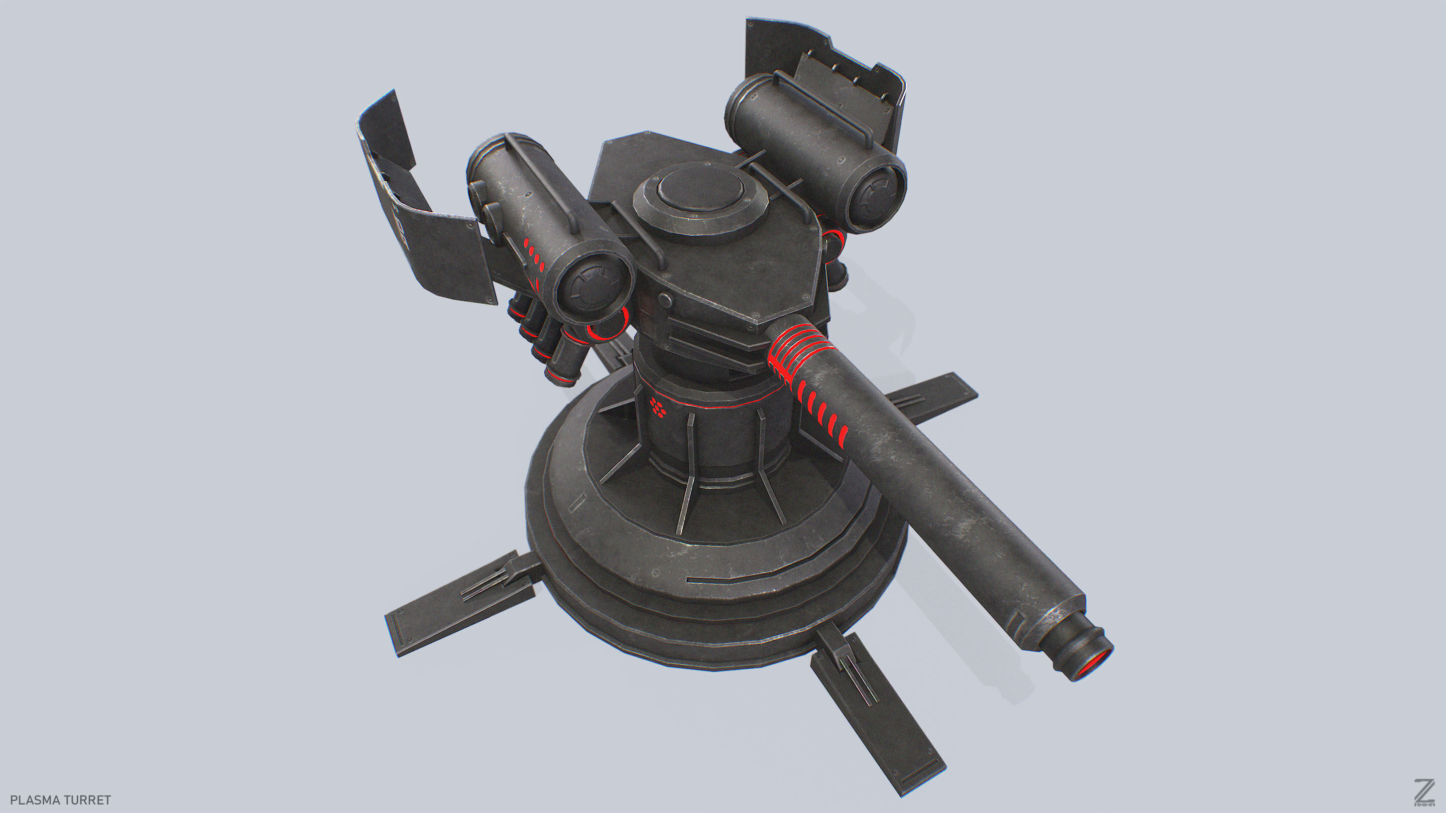 Plasma turret Low-poly 3D model_8