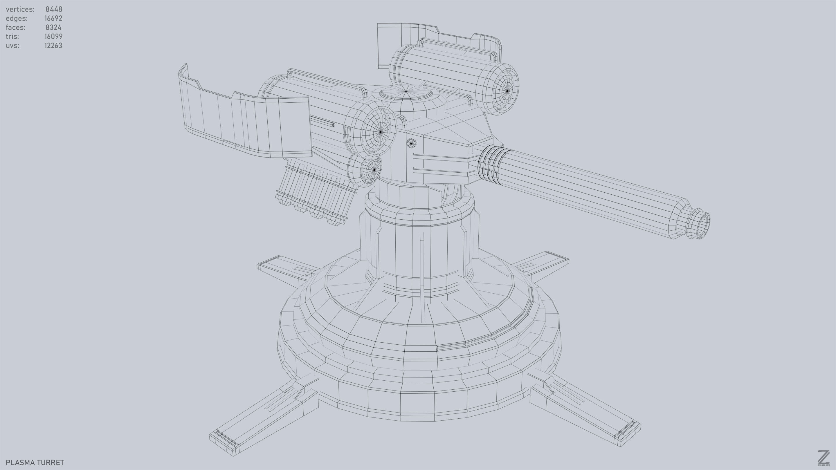 Plasma turret Low-poly 3D model_13