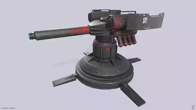 Plasma turret Low-poly 3D model Plasma turret Low-poly 3D model