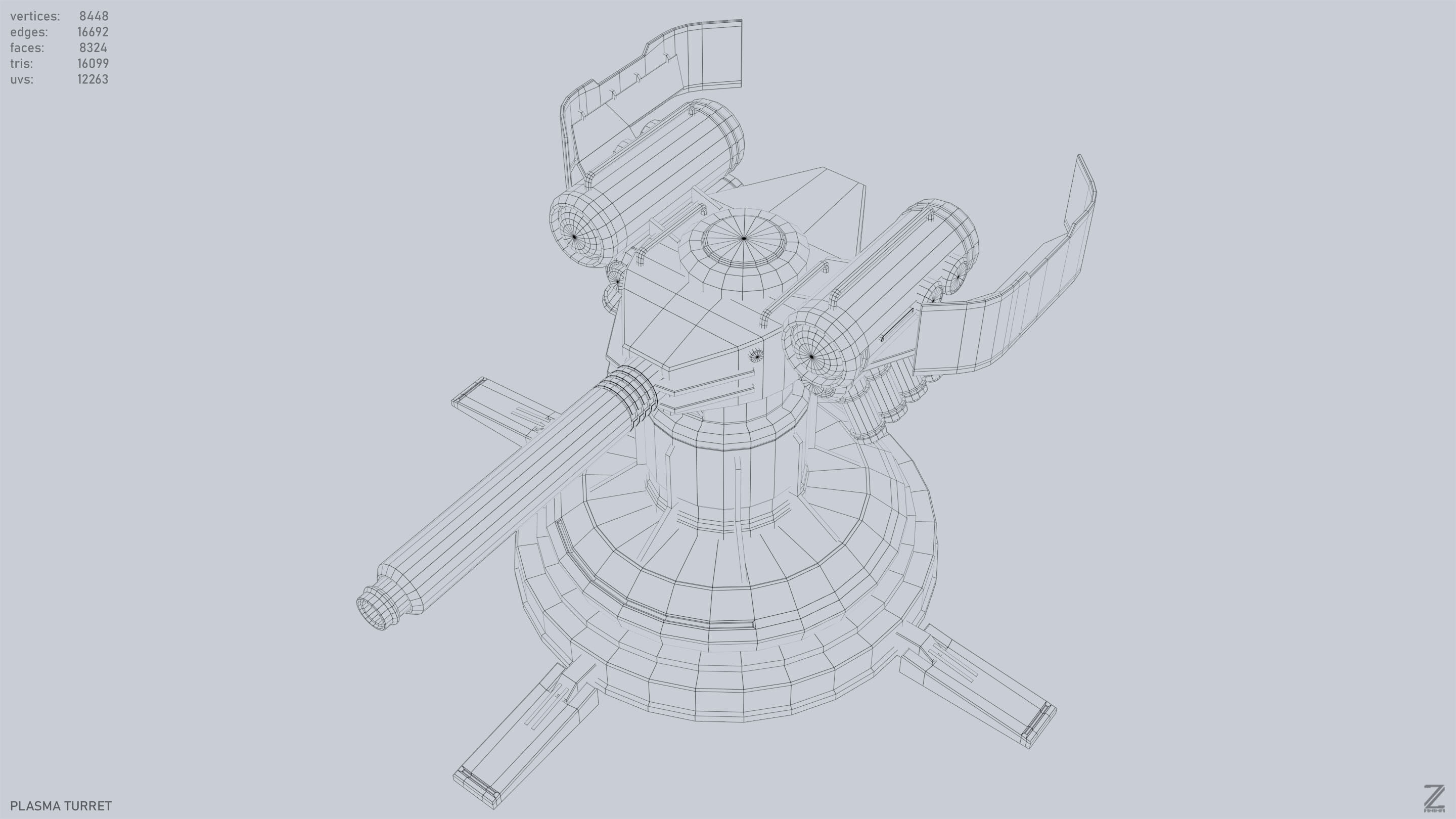 Plasma turret Low-poly 3D model_15