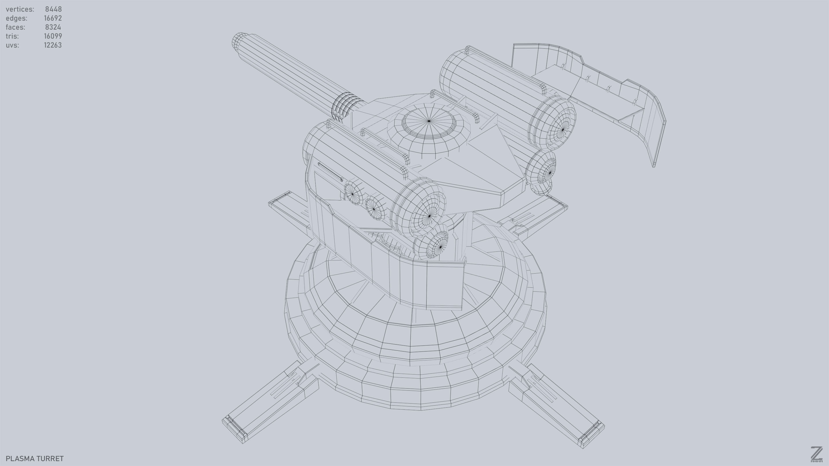 Plasma turret Low-poly 3D model_11