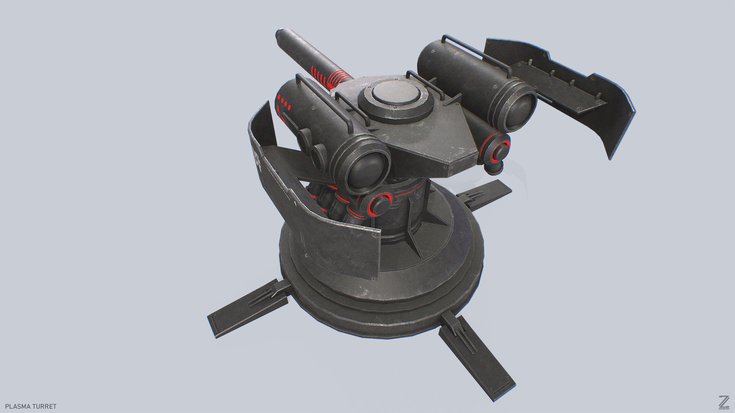 Plasma turret Low-poly 3D model_5