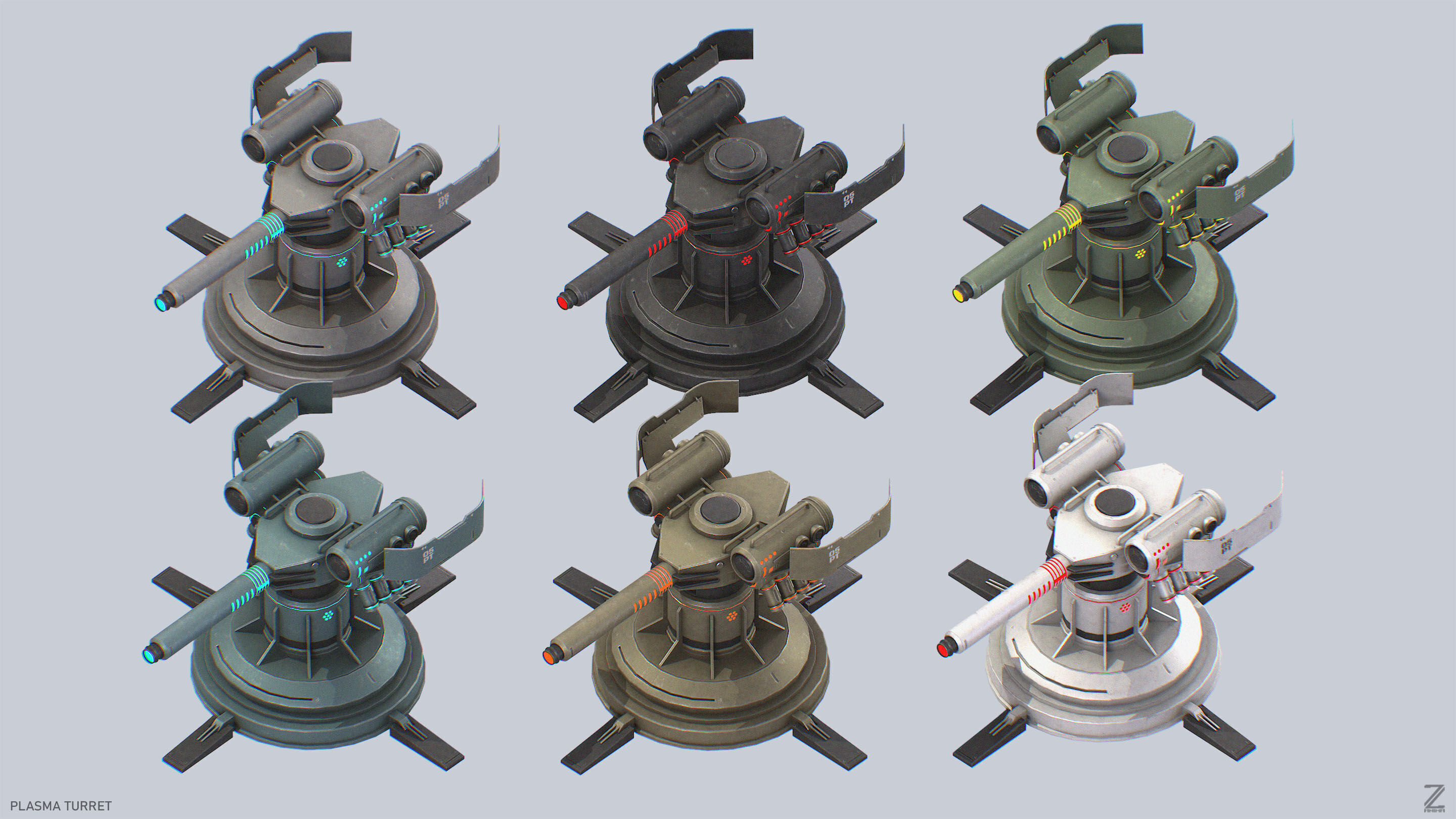 Plasma turret Low-poly 3D model_3