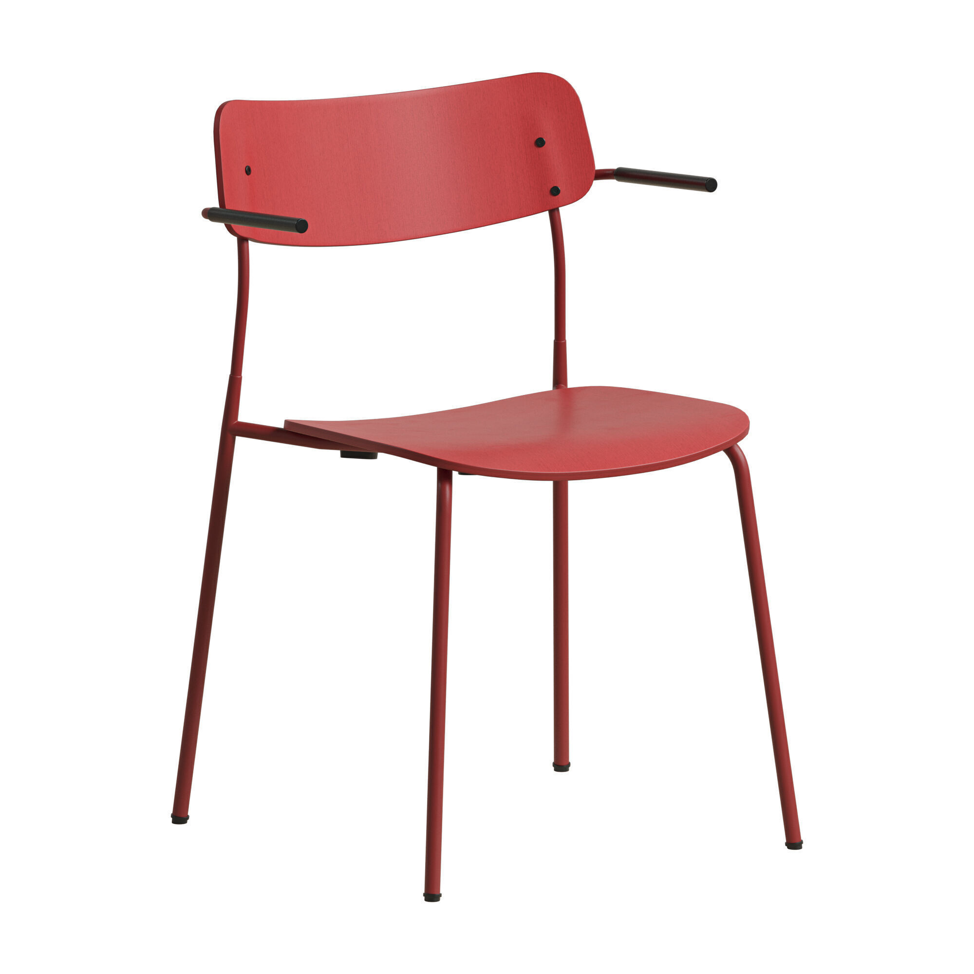 Ella Chair Four Legs base Laminate Short Armrest 3D model_9