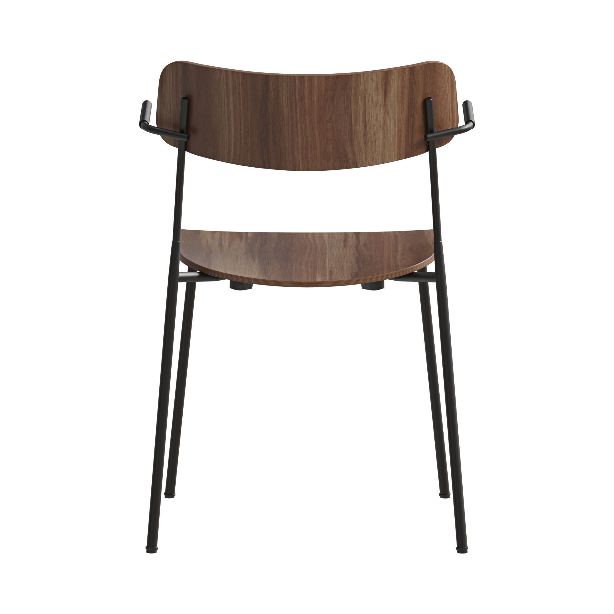 Ella Chair Four Legs base Laminate Short Armrest 3D model_1