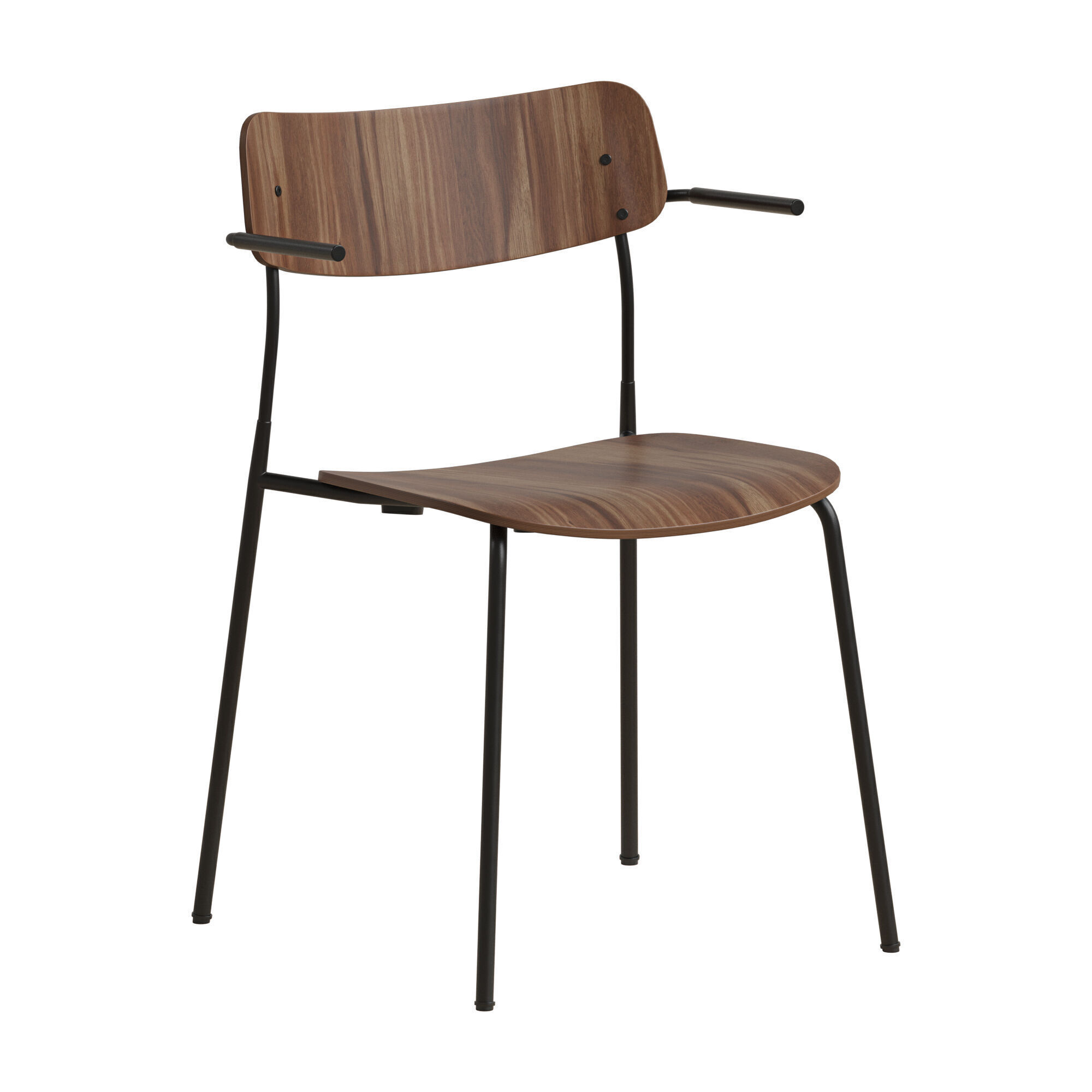 Ella Chair Four Legs base Laminate Short Armrest 3D model_5