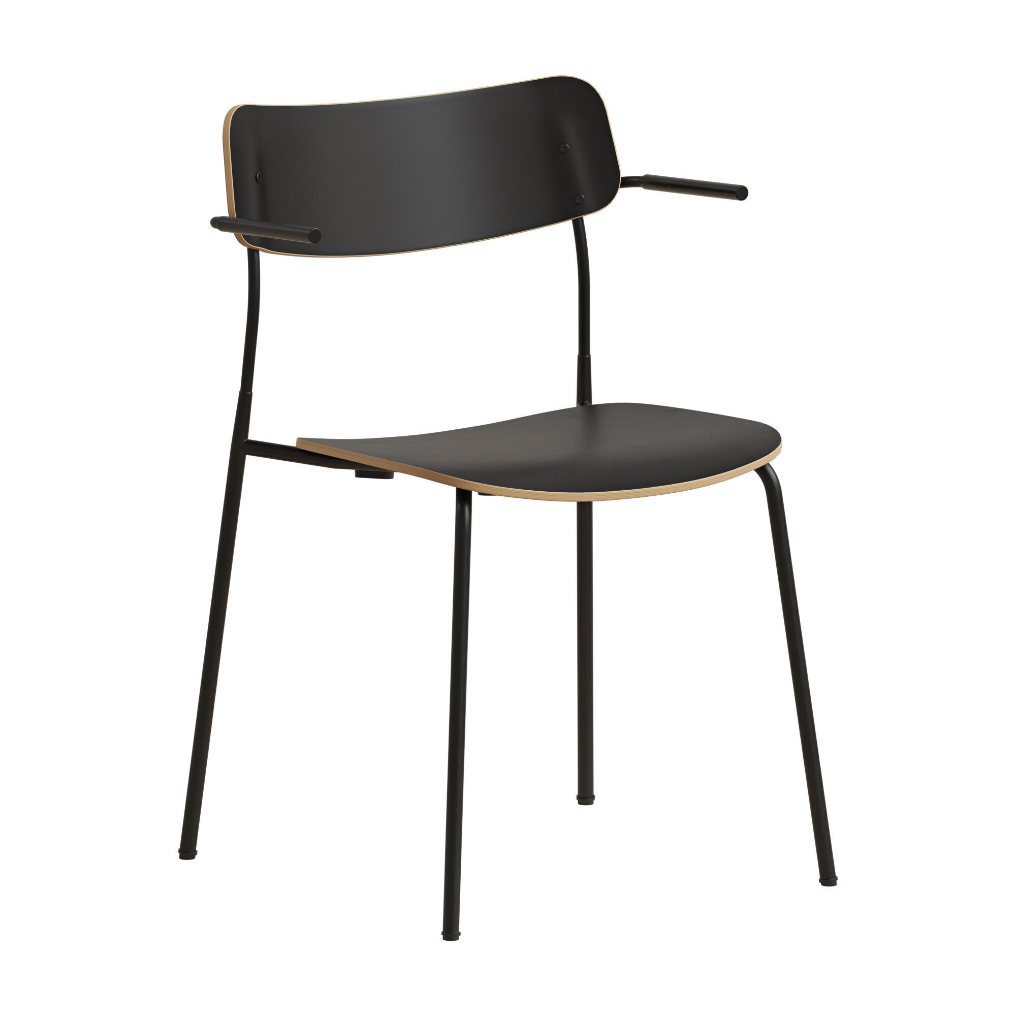 Ella Chair Four Legs base Laminate Short Armrest 3D model_7