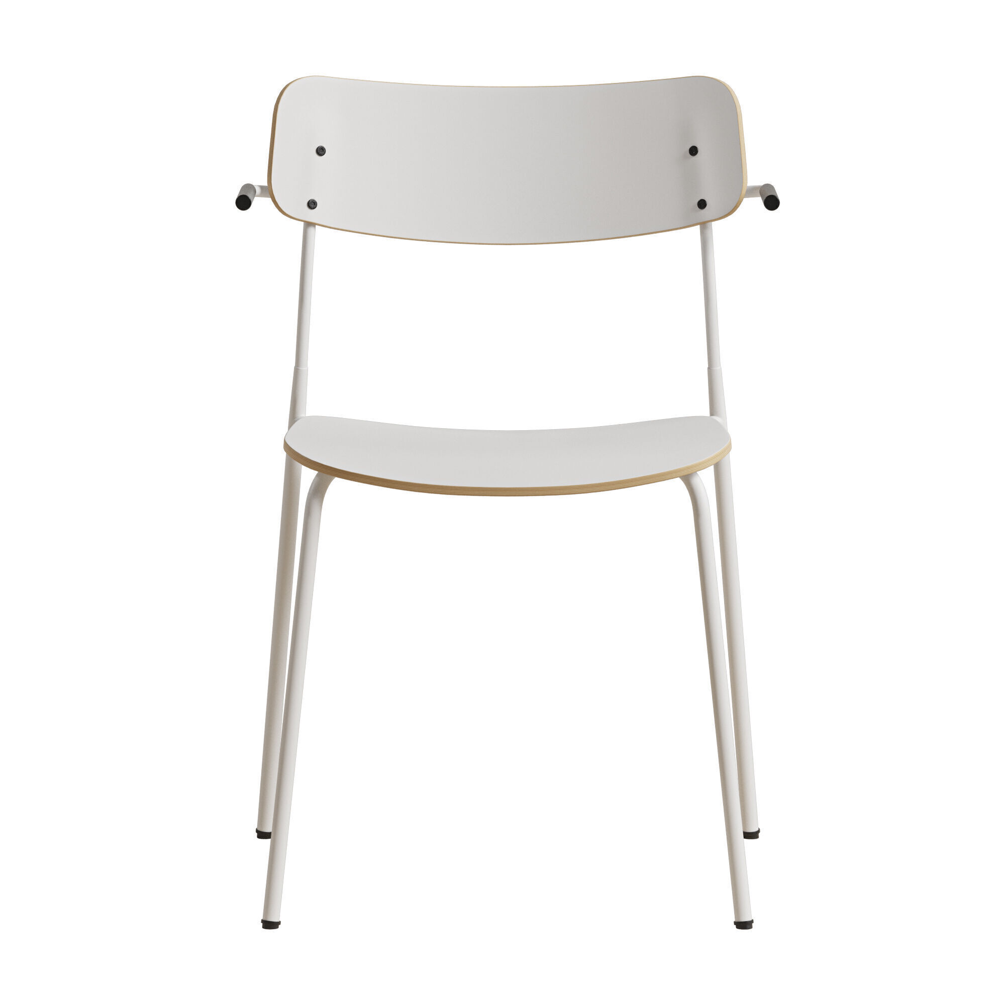 Ella Chair Four Legs base Laminate Short Armrest 3D model_2