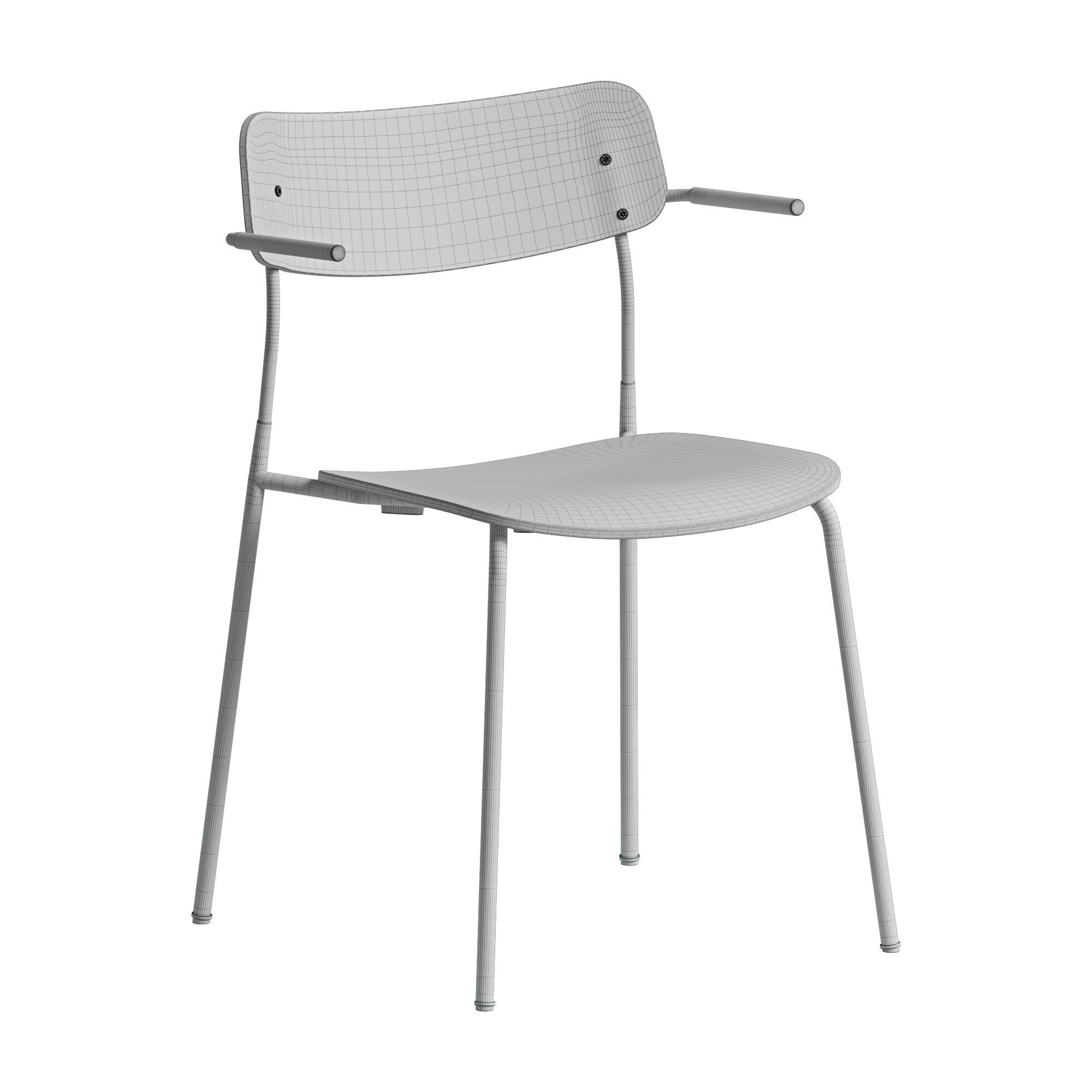 Ella Chair Four Legs base Laminate Short Armrest 3D model_12