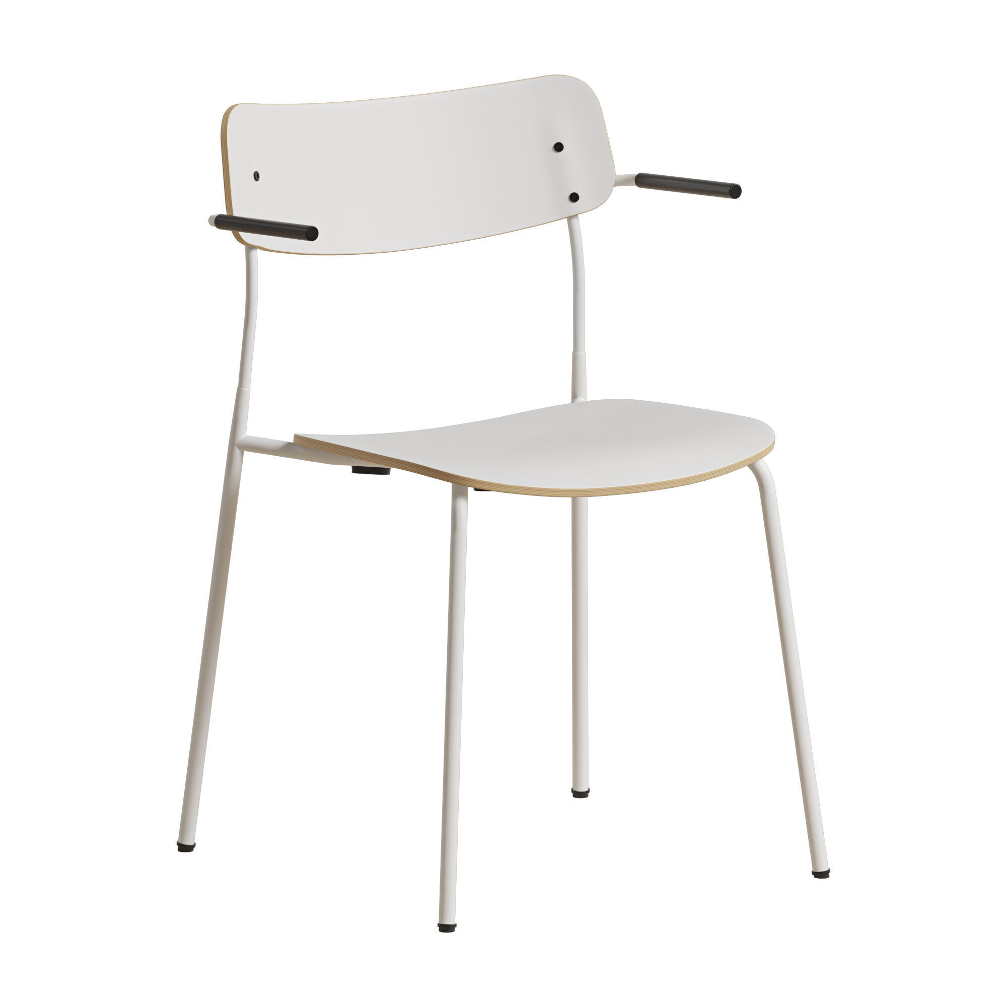 Ella Chair Four Legs base Laminate Short Armrest 3D model_10