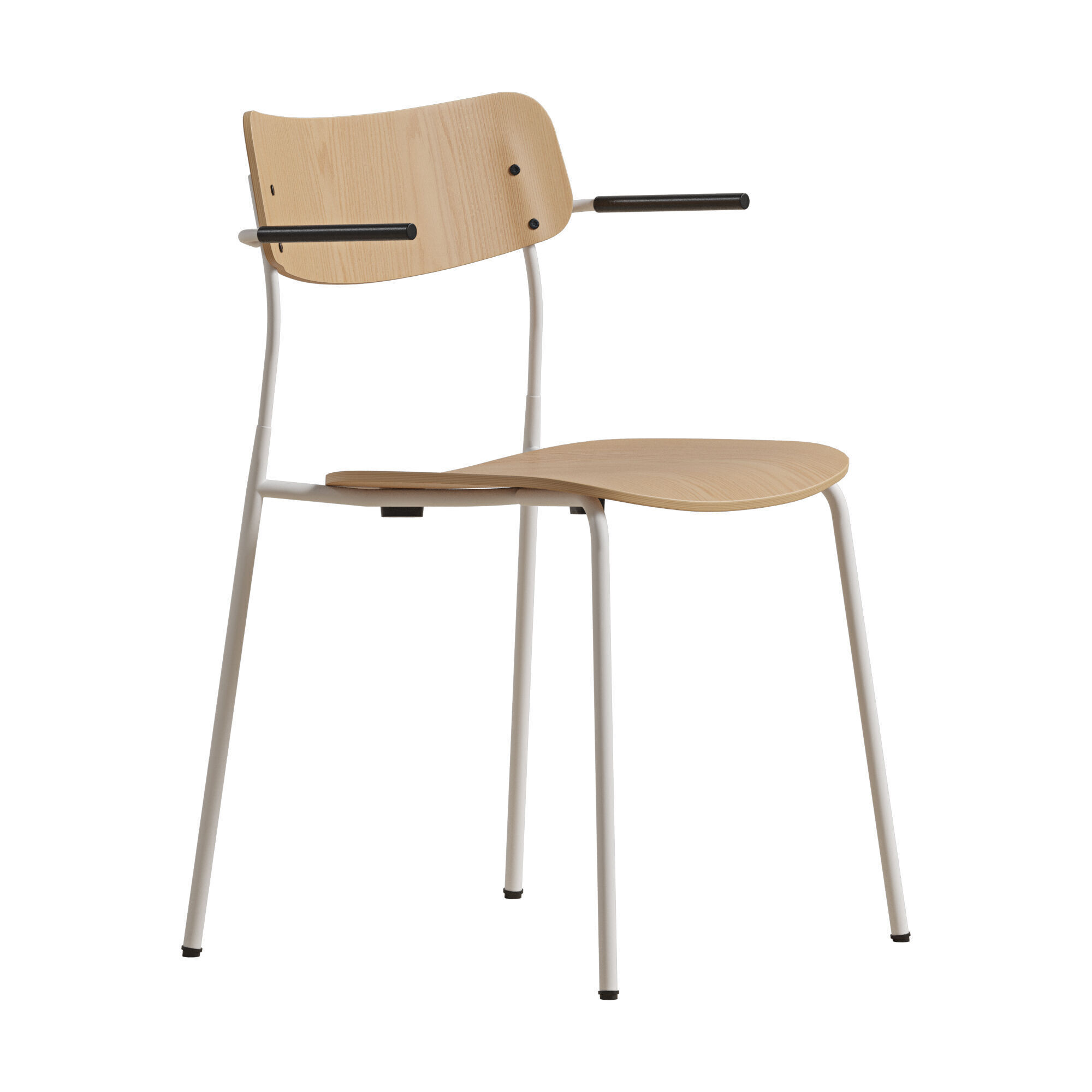 Ella Chair Four Legs base Laminate Short Armrest 3D model_4