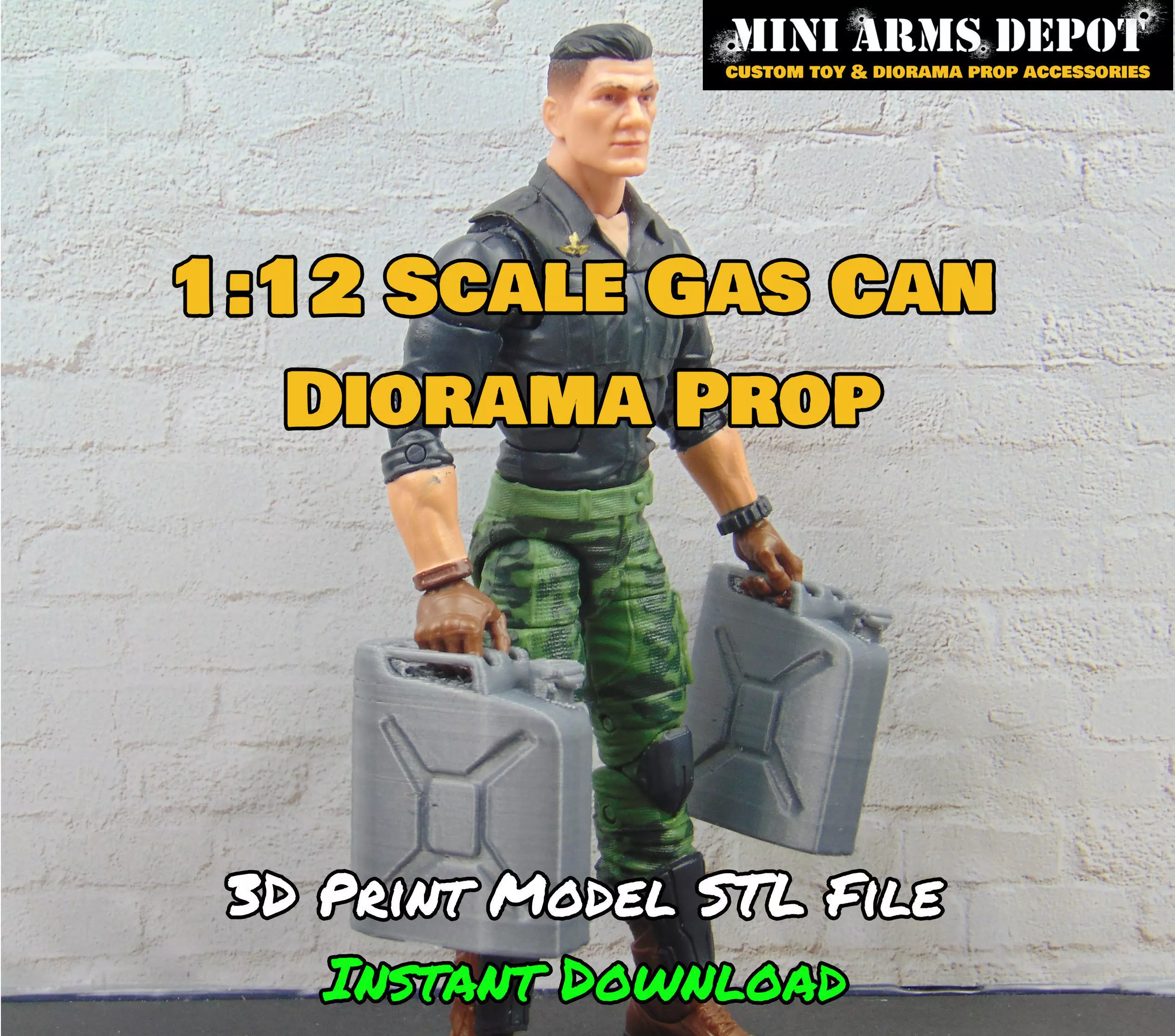 Custom 112 Gas Can Jerry Can Diorama prop for GI JOE 3D print model