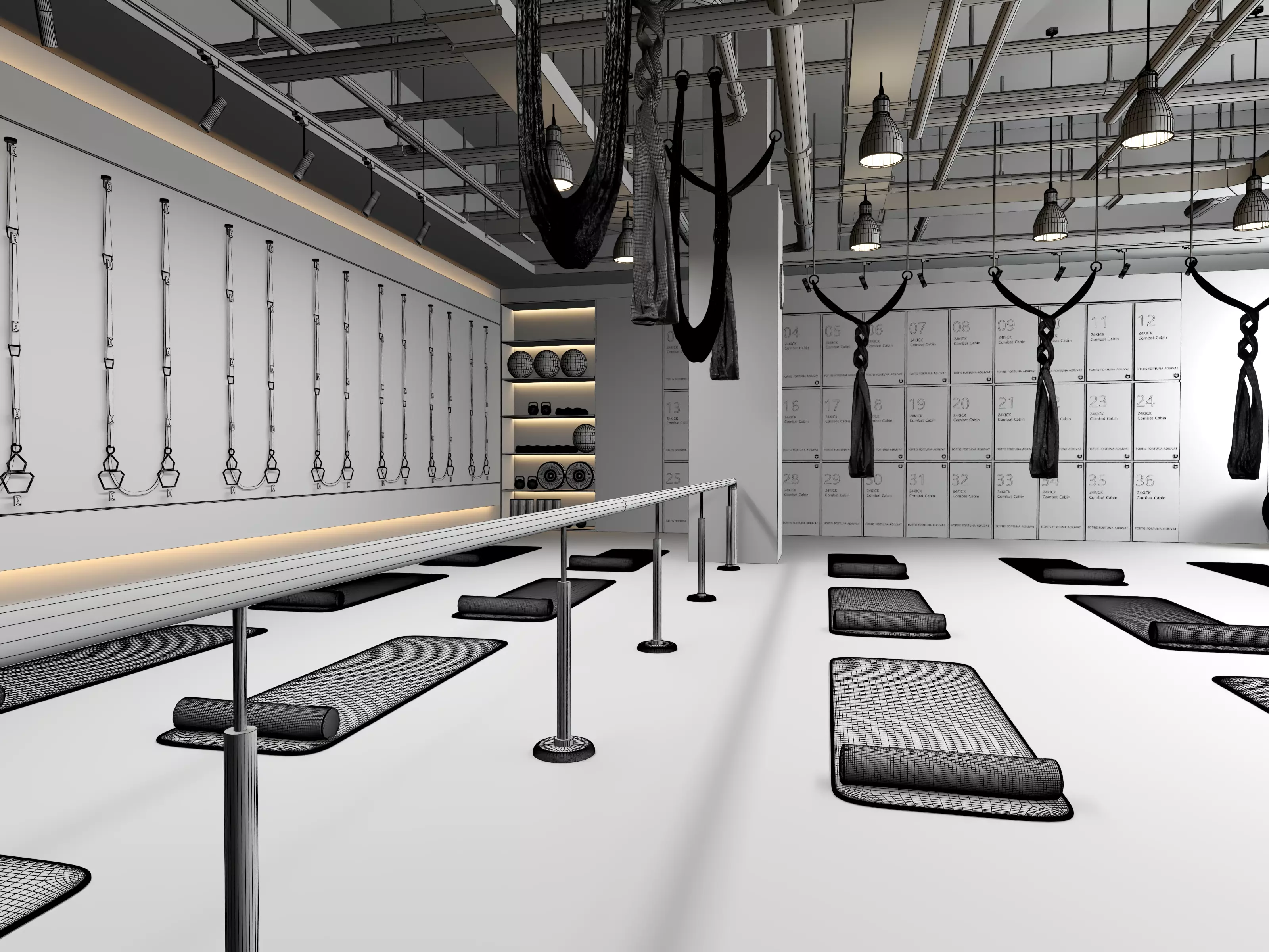 Modern Pilates Studio Interior Scene  3D model_19