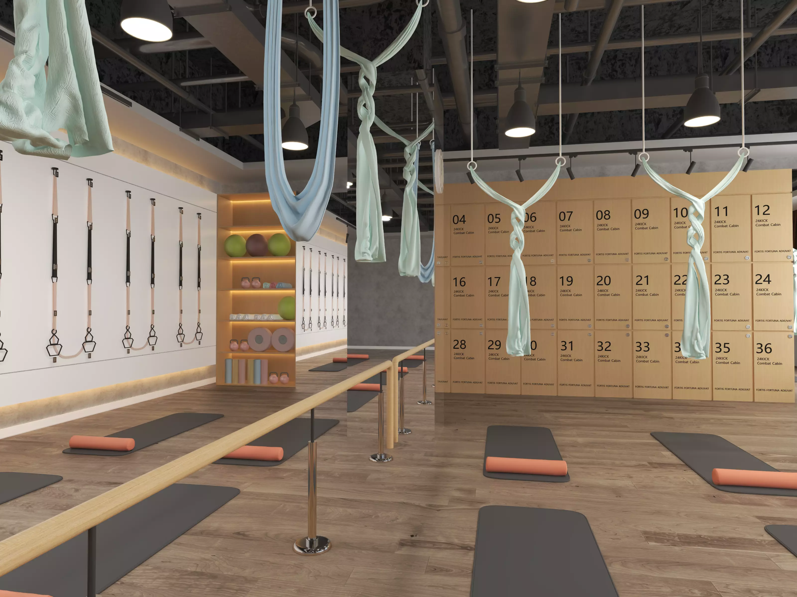 Modern Pilates Studio Interior Scene  3D model_3