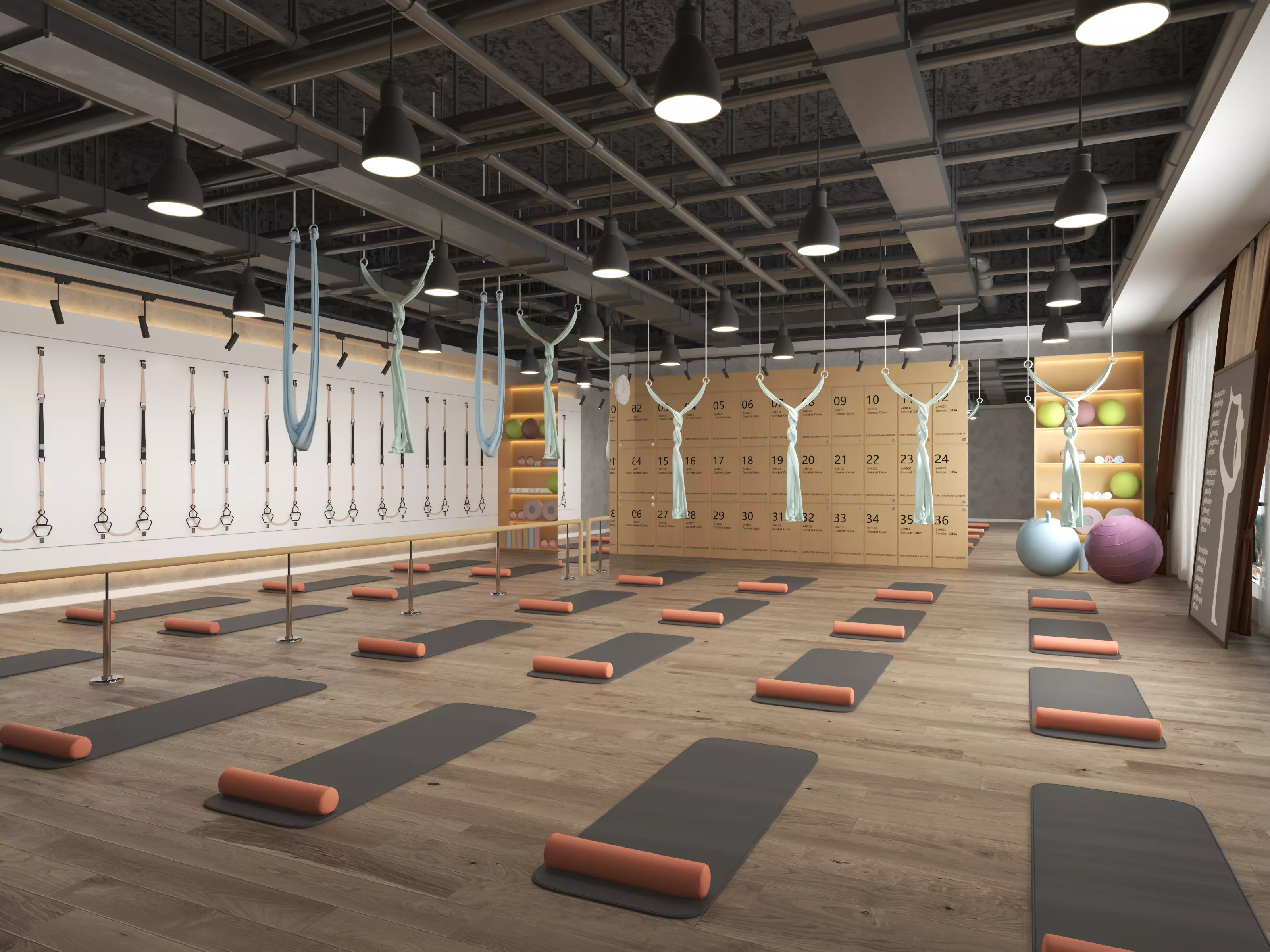 Modern Pilates Studio Interior Scene  3D model_1