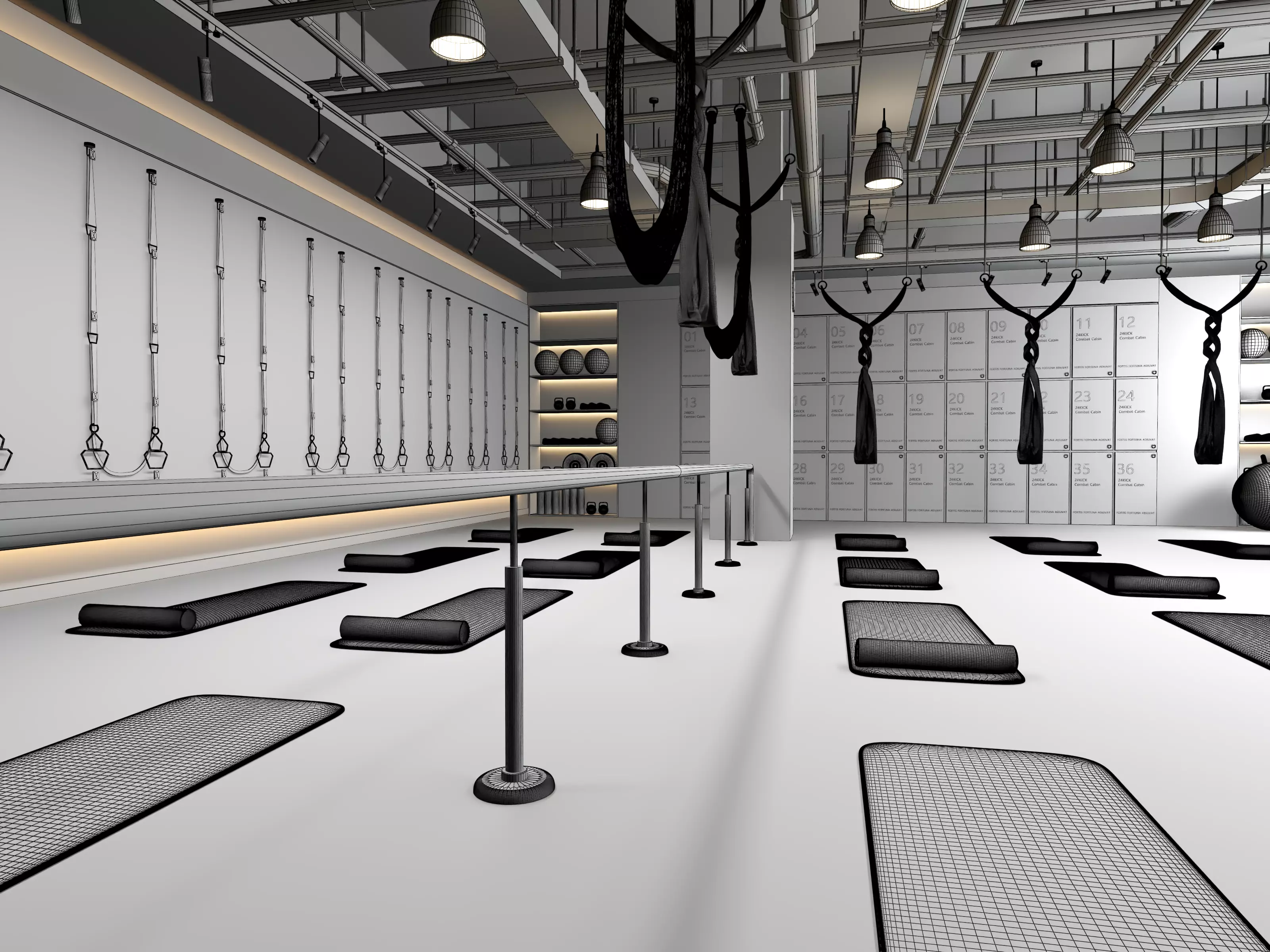 Modern Pilates Studio Interior Scene  3D model_20