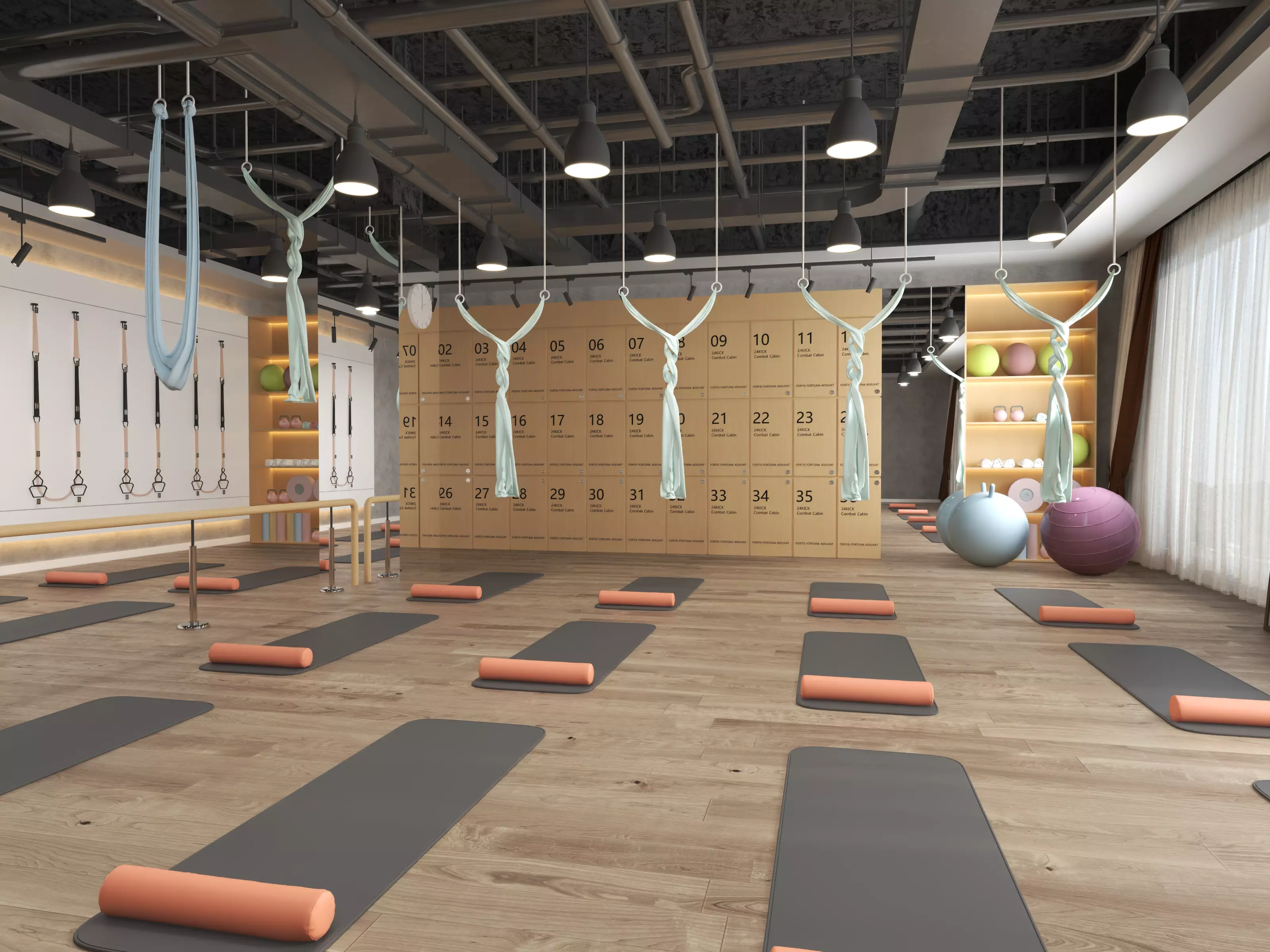 Modern Pilates Studio Interior Scene  3D model_8