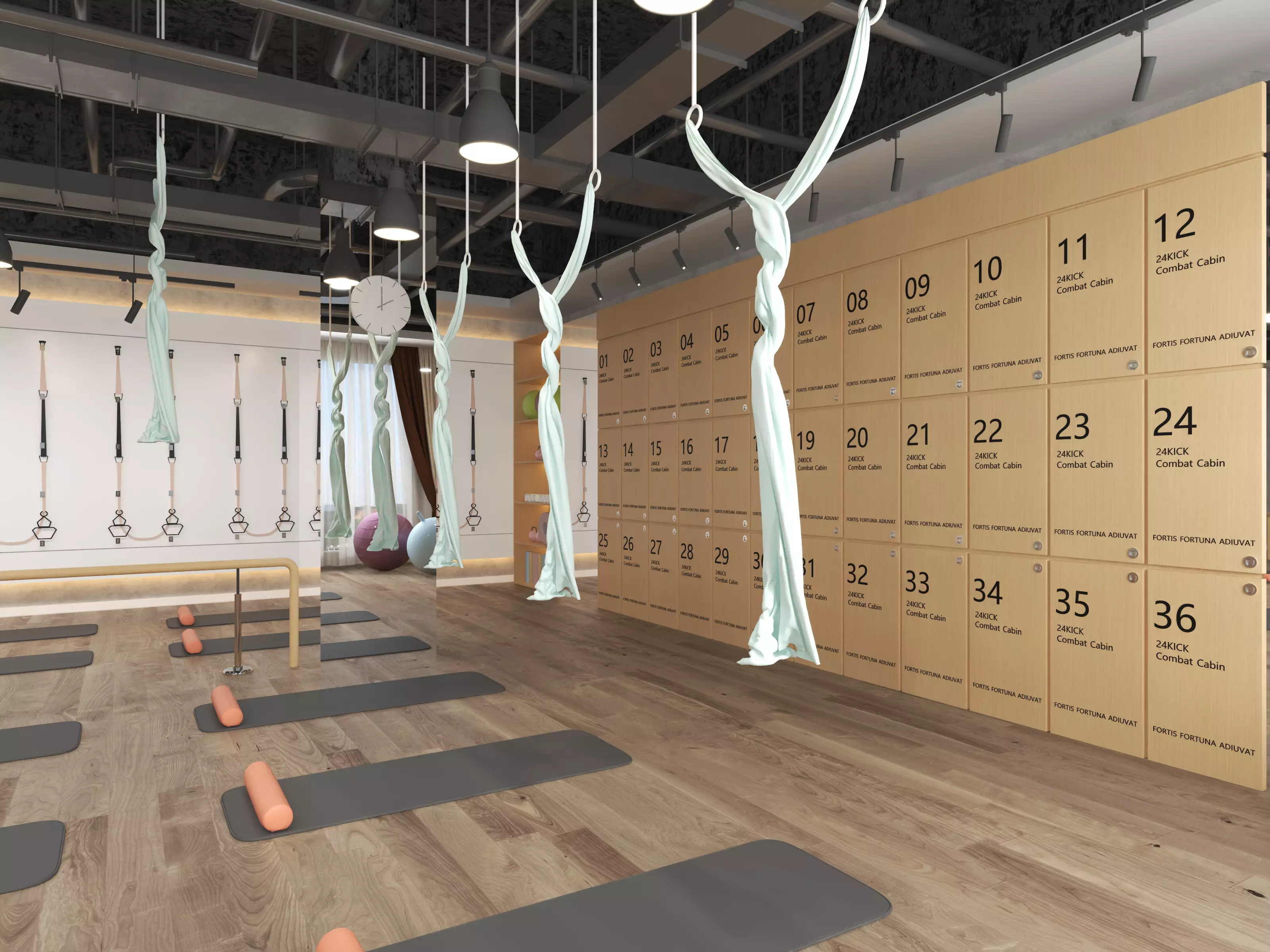 Modern Pilates Studio Interior Scene  3D model_2