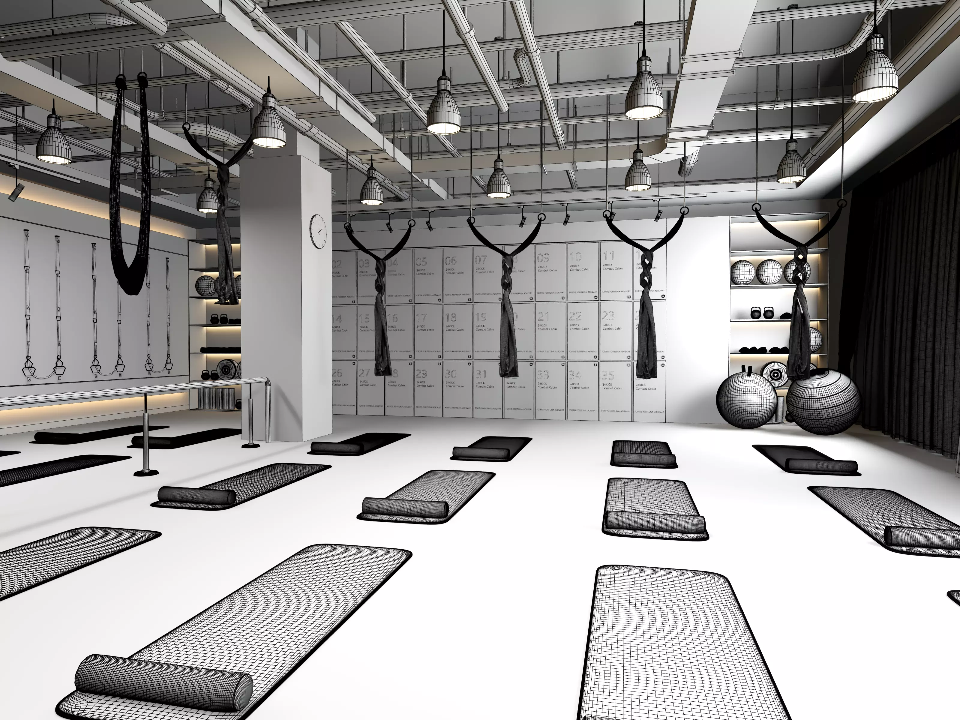 Modern Pilates Studio Interior Scene  3D model_18