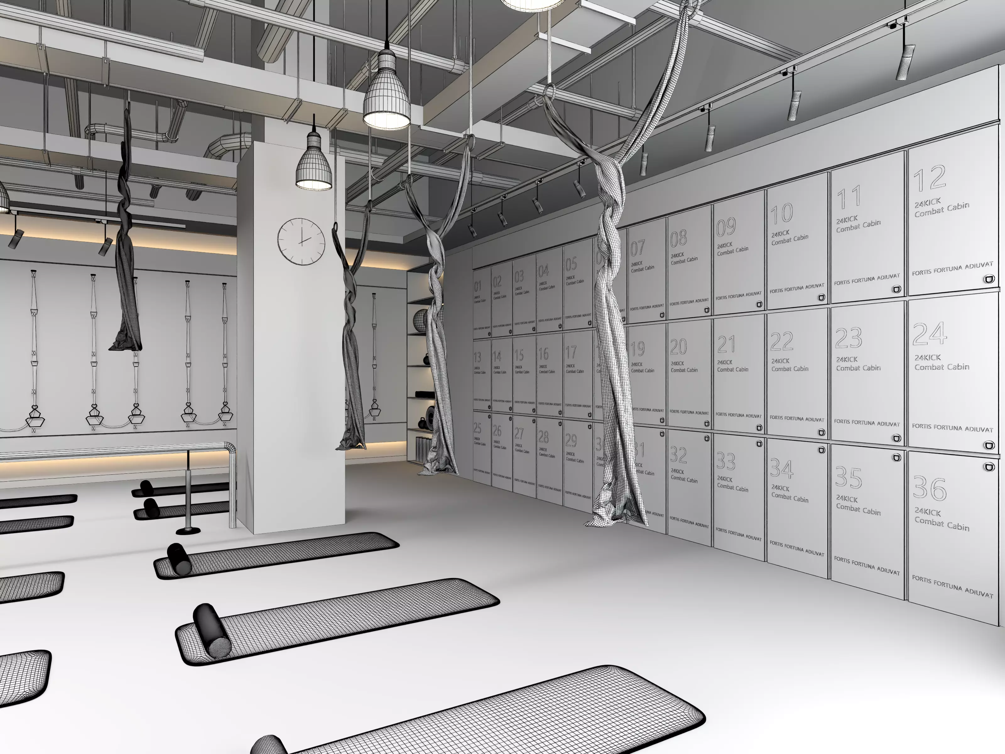Modern Pilates Studio Interior Scene  3D model_11