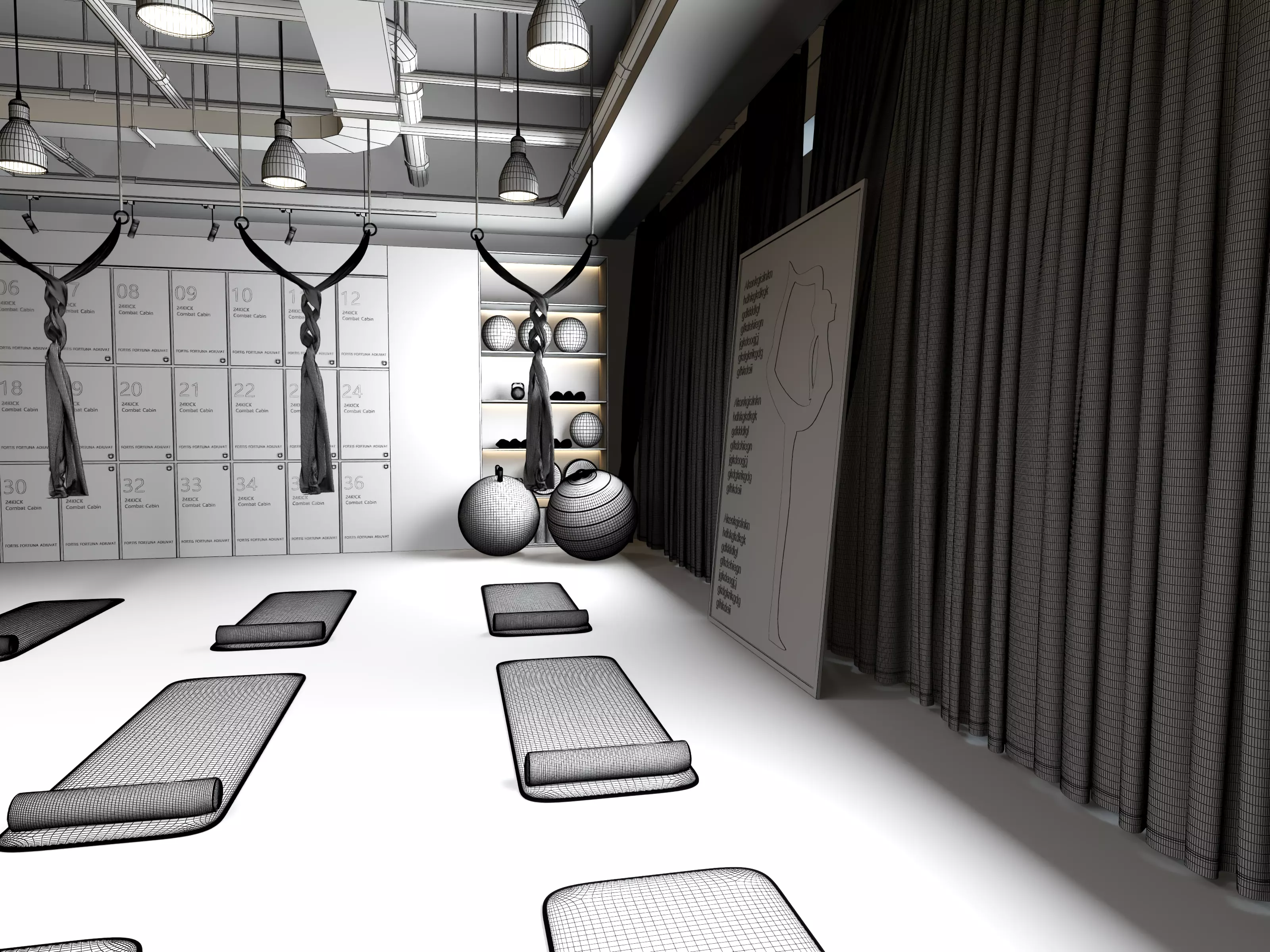 Modern Pilates Studio Interior Scene  3D model_17