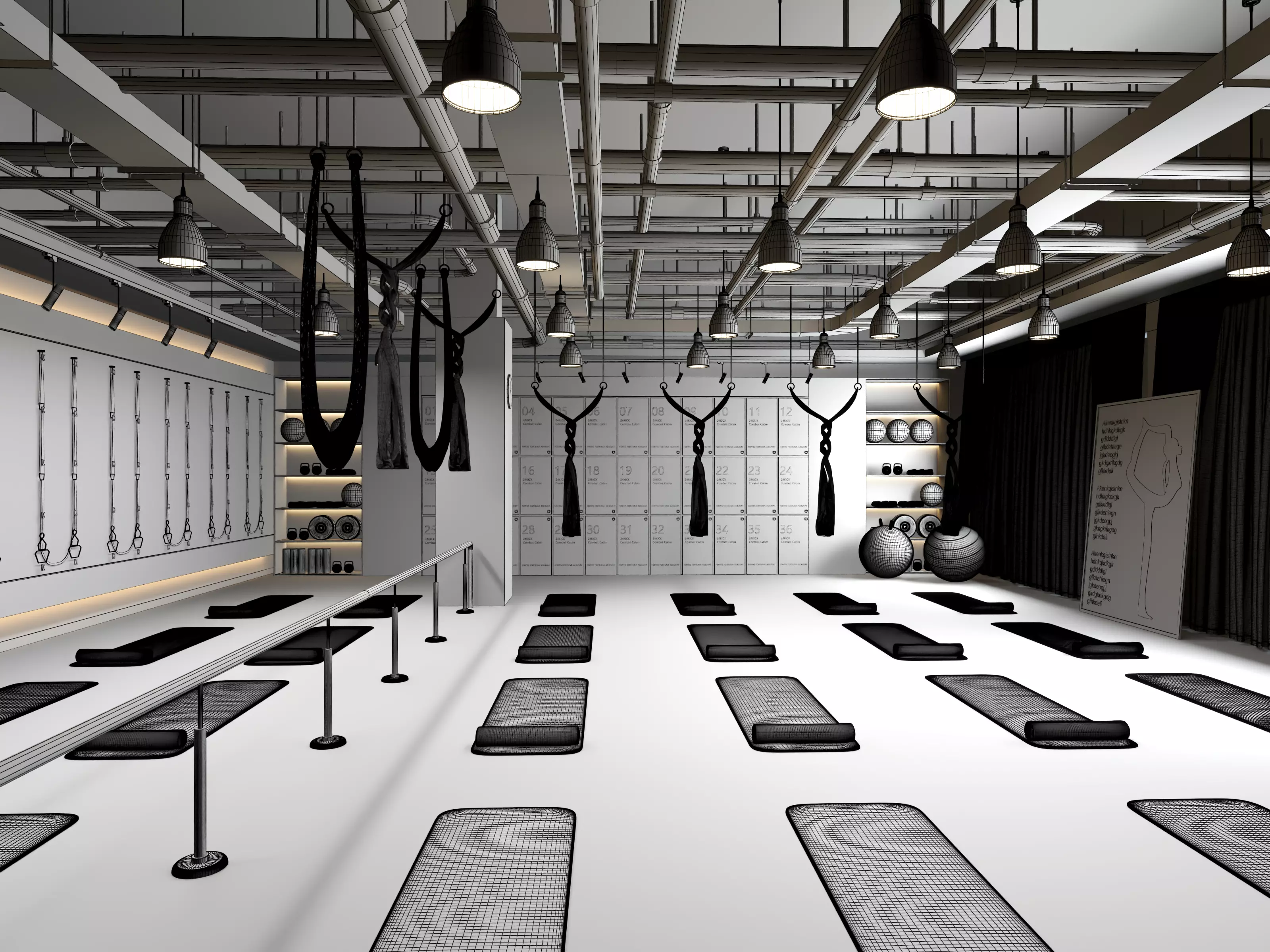 Modern Pilates Studio Interior Scene  3D model_12