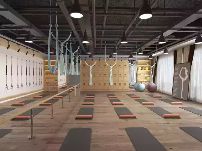 Modern Pilates Studio Interior Scene  3D model Modern Pilates Studio Interior Scene  3D model