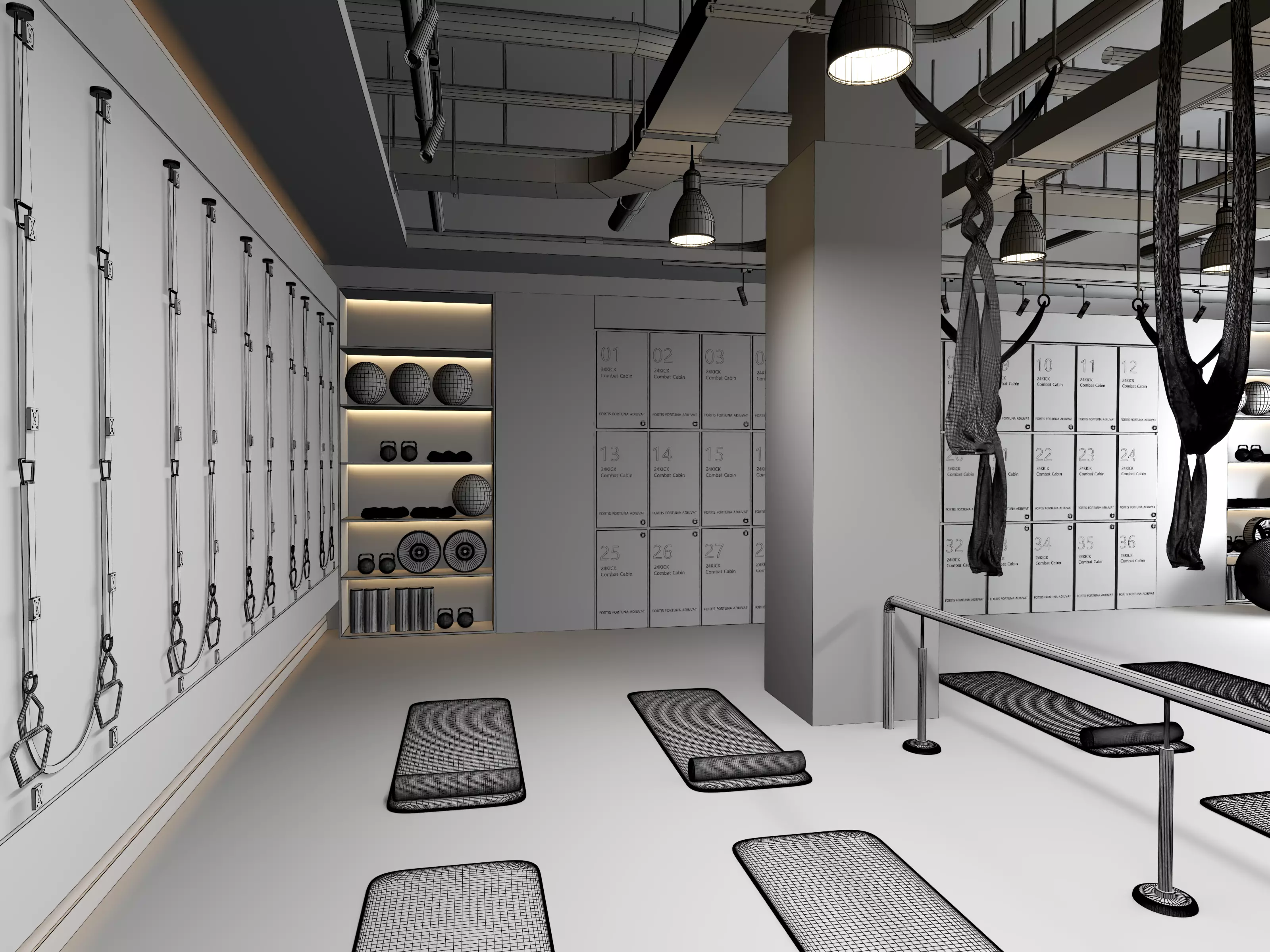 Modern Pilates Studio Interior Scene  3D model_14