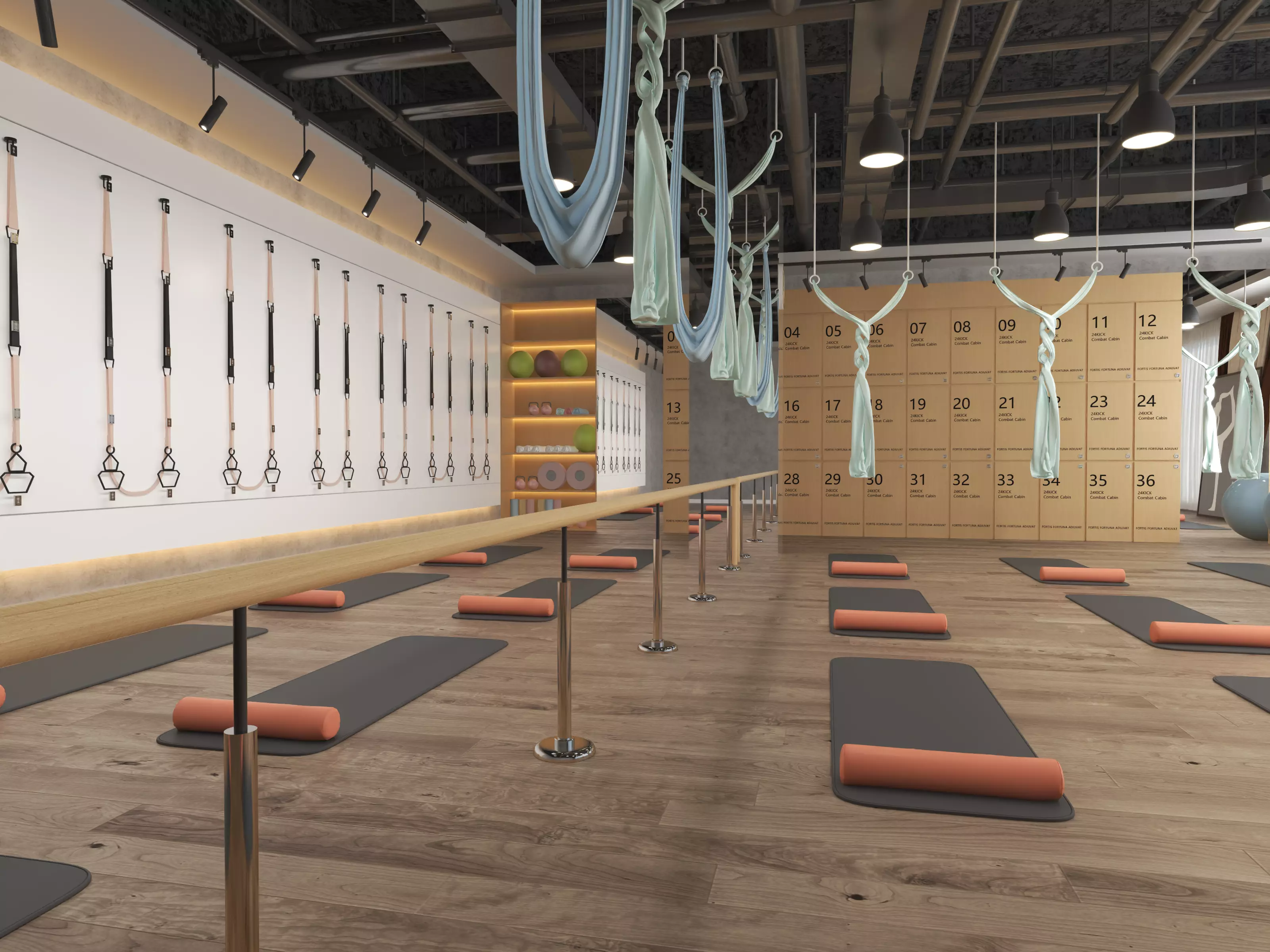 Modern Pilates Studio Interior Scene  3D model_9